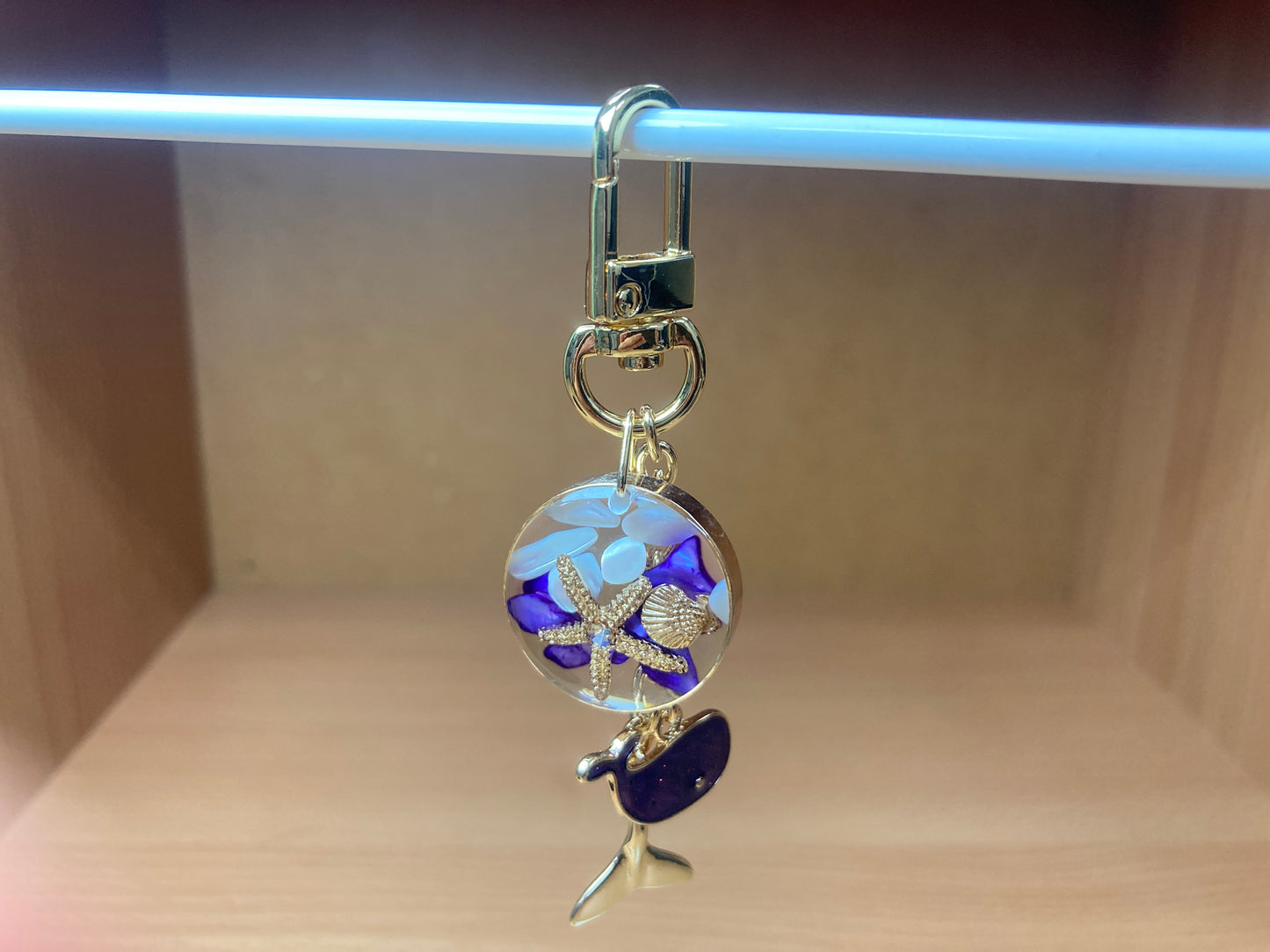 Tiny Treasures Seoul - Purple Whale Ocean Bag Charm Front View 11