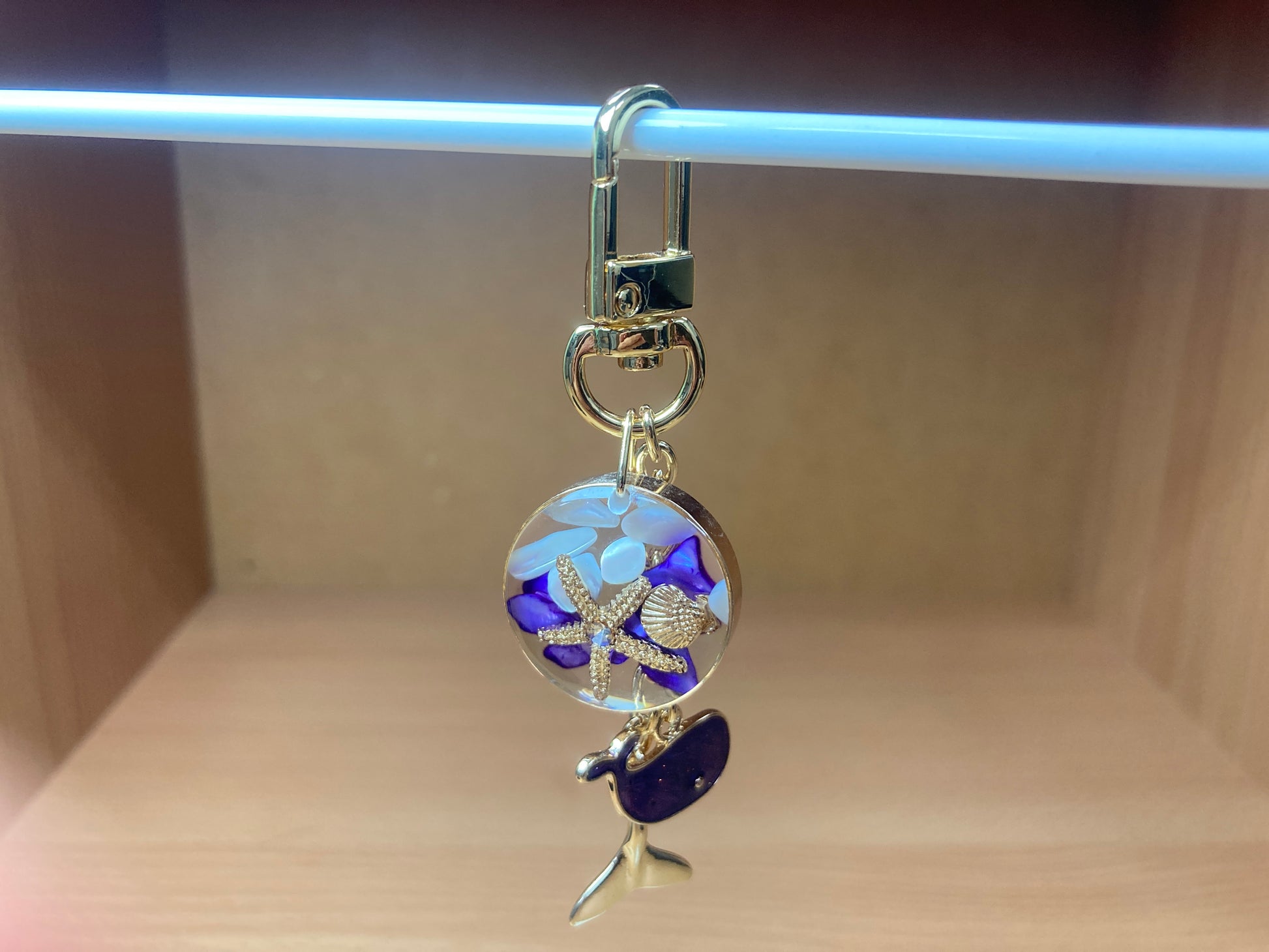 Tiny Treasures Seoul - Purple Whale Ocean Bag Charm Front View 11