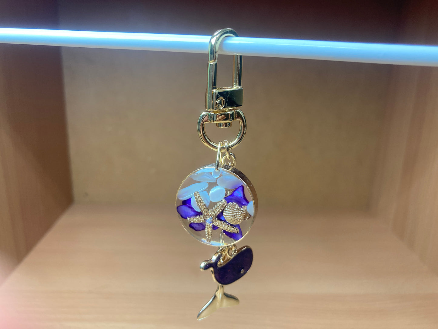 Tiny Treasures Seoul - Purple Whale Ocean Bag Charm Front View 12