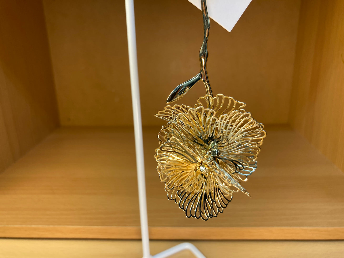 Tiny Treasures Seoul - Sculptural Gold Flower Stem Statement Earrings