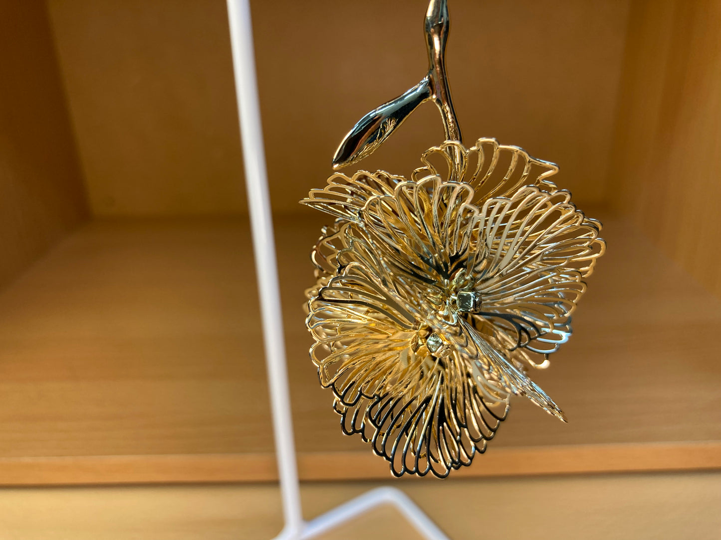 Tiny Treasures Seoul - Sculptural Gold Flower Stem Statement Earrings