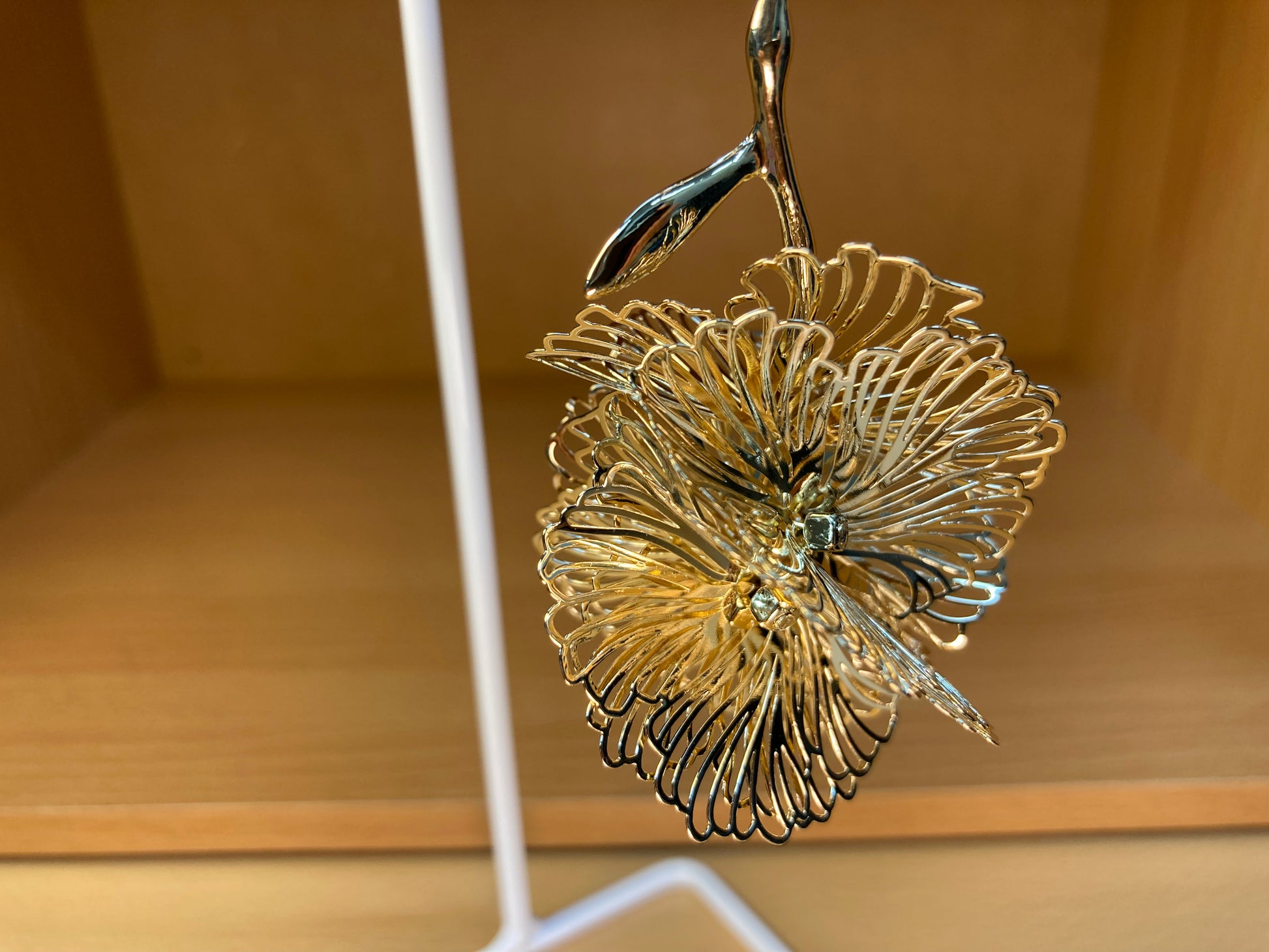 Tiny Treasures Seoul - Sculptural Gold Flower Stem Statement Earrings