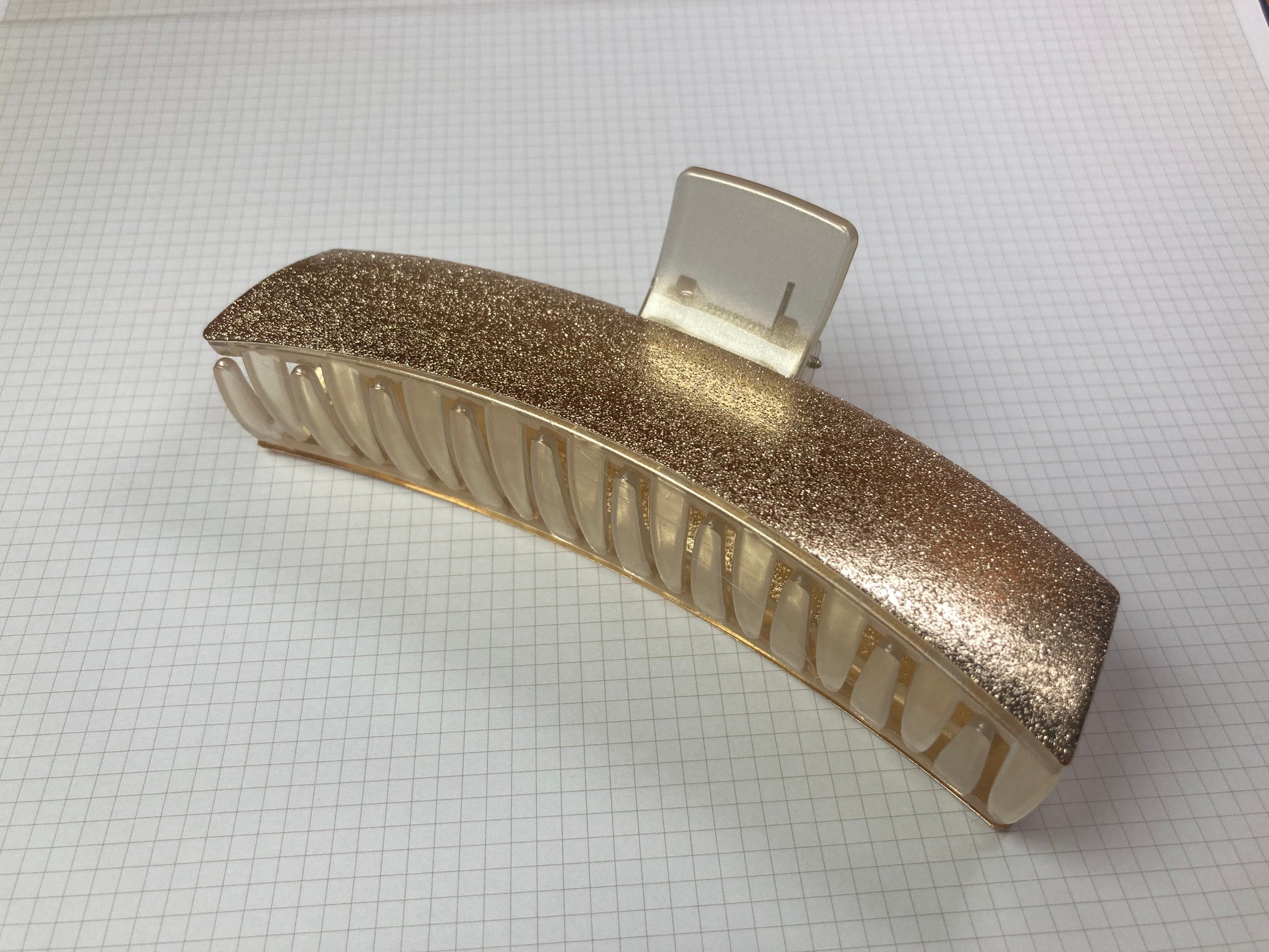 Tiny Treasures Seoul - Shimmer Gold Long Bar Hair Claw Front Side 7