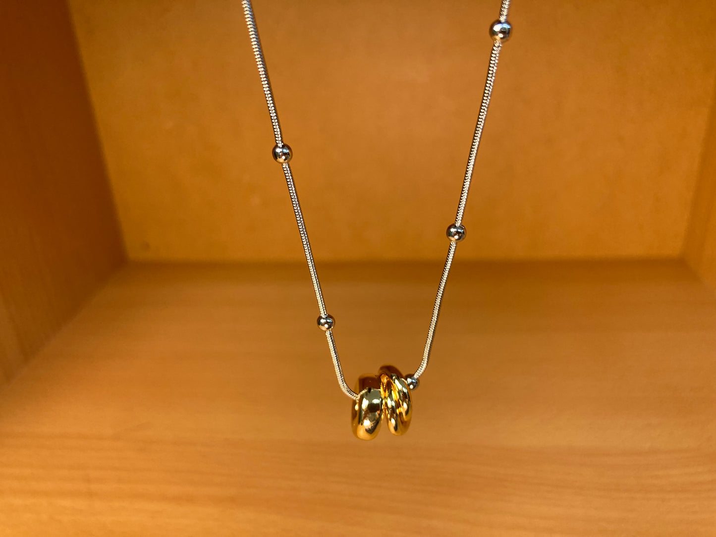 Tiny Treasures Seoul - Silver Chain Triple Gold Ring Necklace