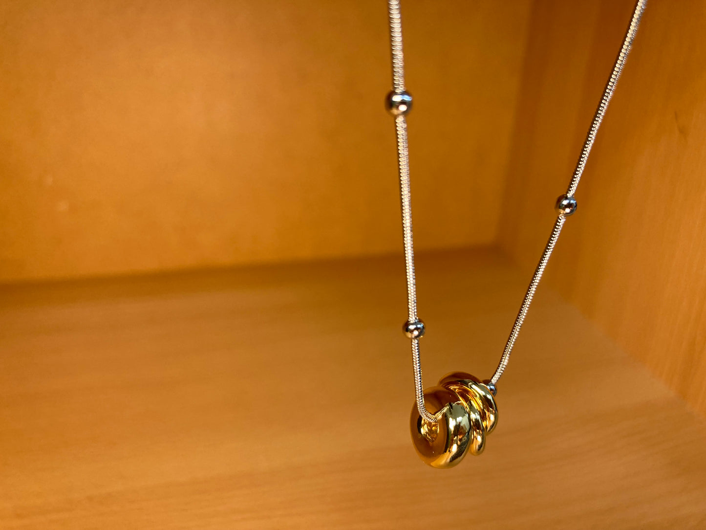 Tiny Treasures Seoul - Silver Chain Triple Gold Ring Necklace