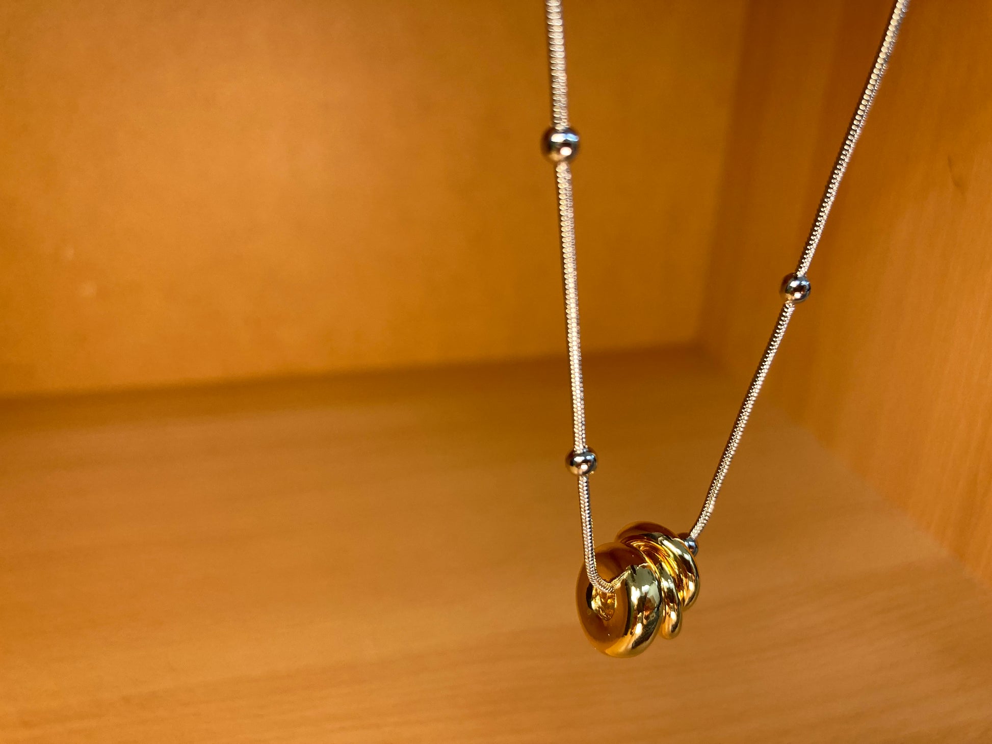 Tiny Treasures Seoul - Silver Chain Triple Gold Ring Necklace