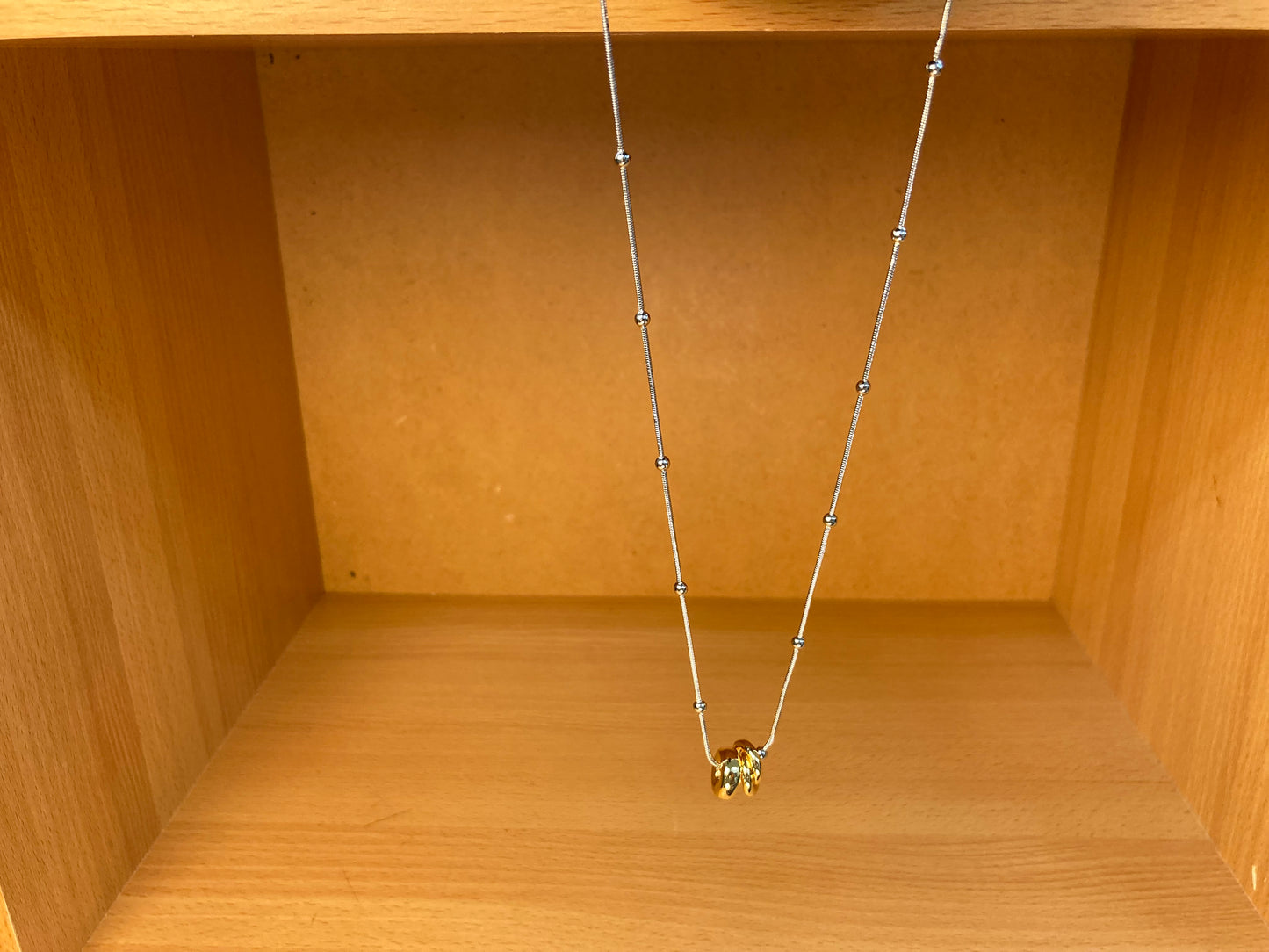 Tiny Treasures Seoul - Silver Chain Triple Gold Ring Necklace