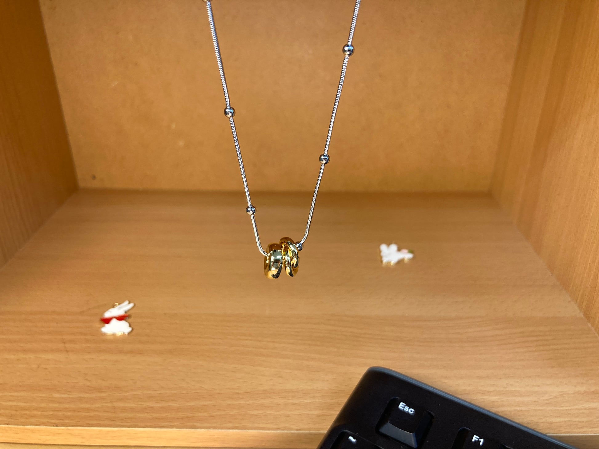 Tiny Treasures Seoul - Silver Chain Triple Gold Ring Necklace