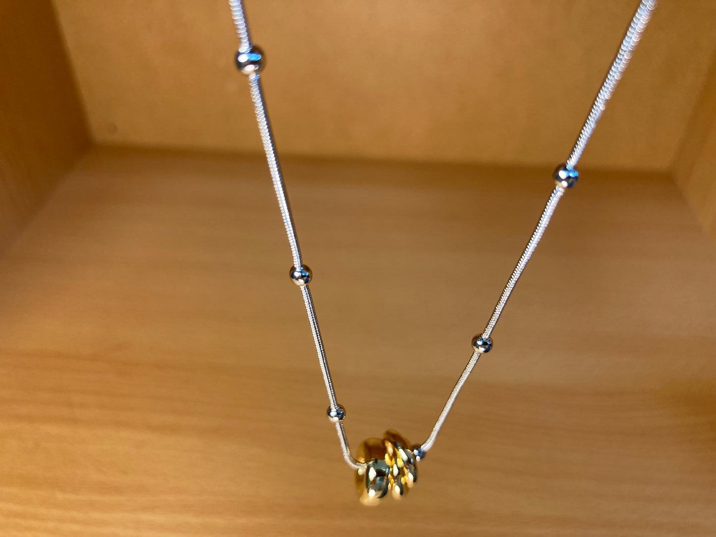 Tiny Treasures Seoul - Silver Chain Triple Gold Ring Necklace