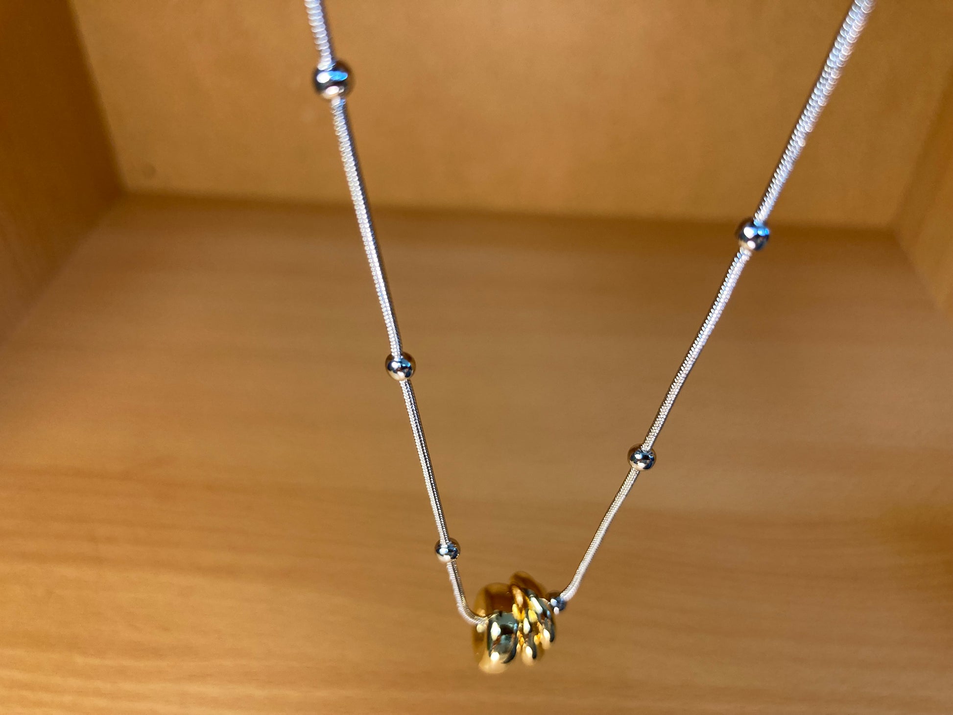Tiny Treasures Seoul - Silver Chain Triple Gold Ring Necklace