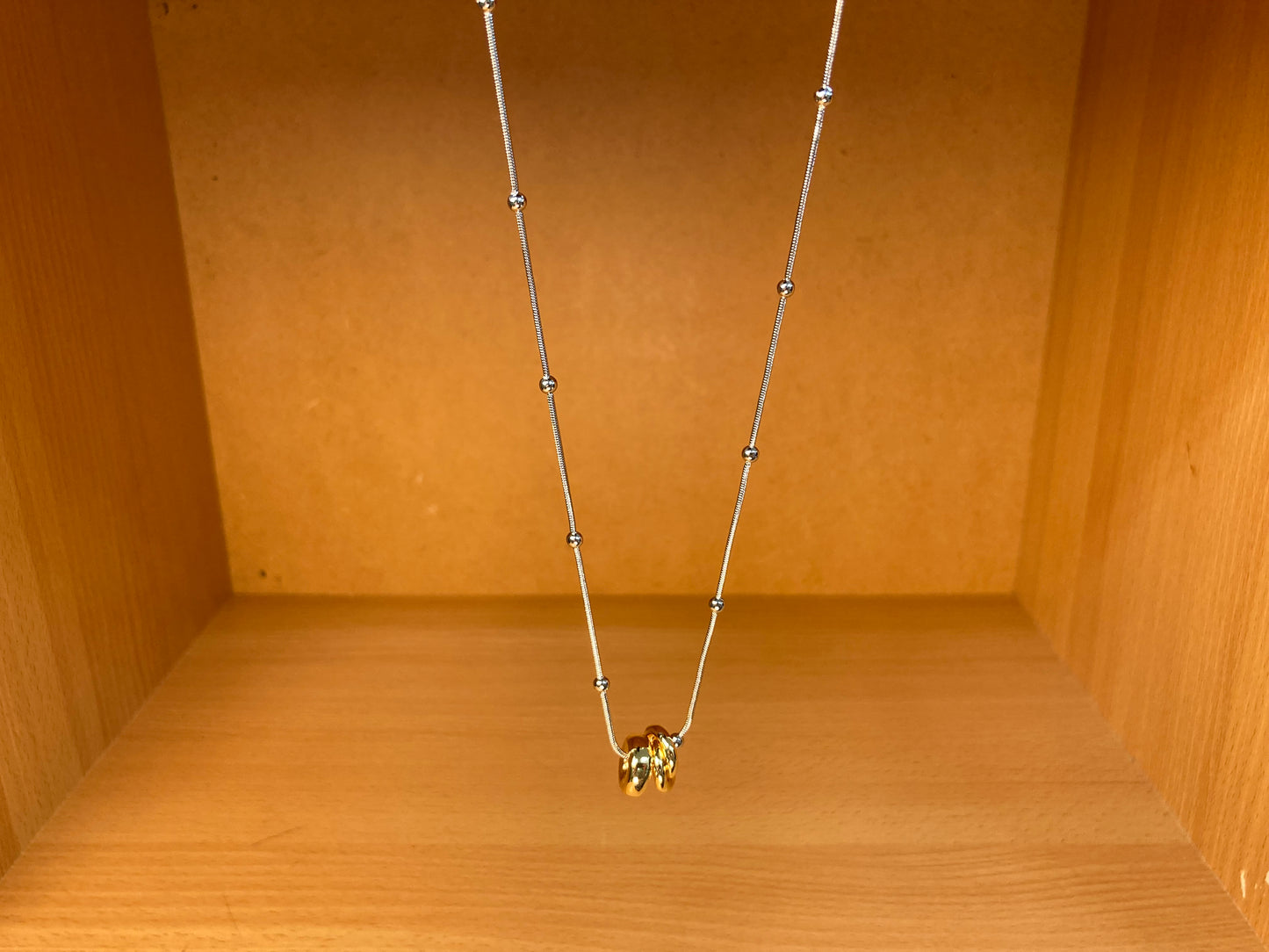 Tiny Treasures Seoul - Silver Chain Triple Gold Ring Necklace