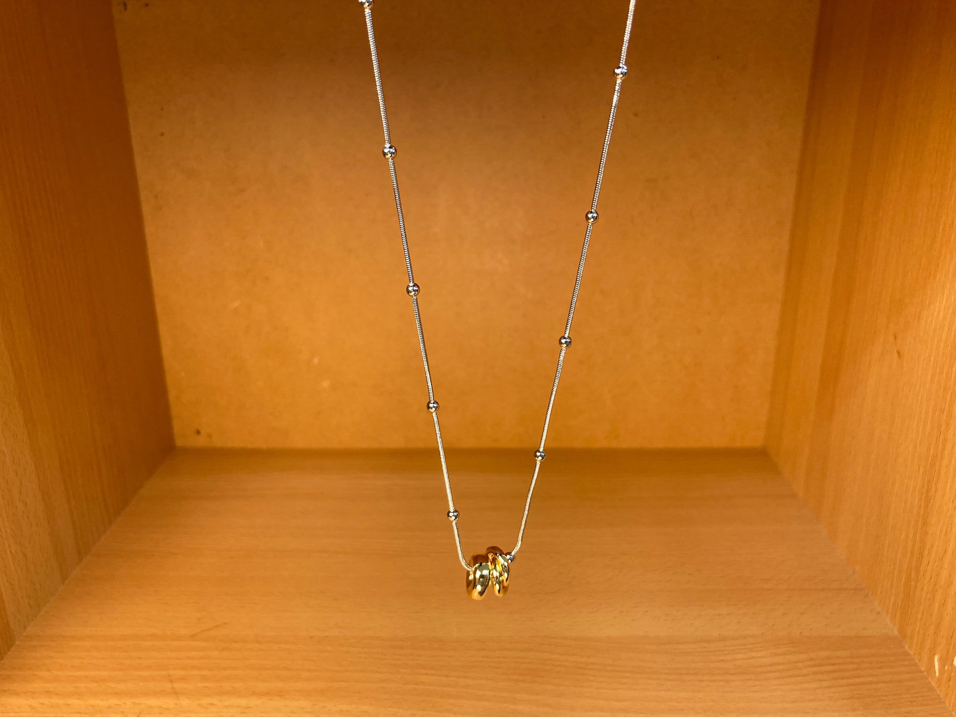 Tiny Treasures Seoul - Silver Chain Triple Gold Ring Necklace