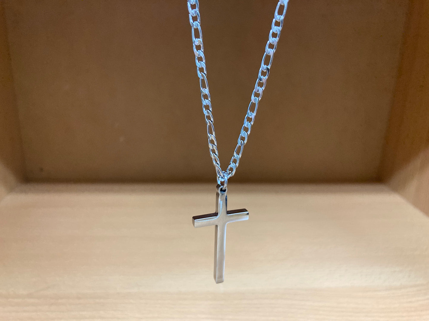 Tiny Treasures Seoul - Surgical Steel Slim Cross Figaro Chain Necklace