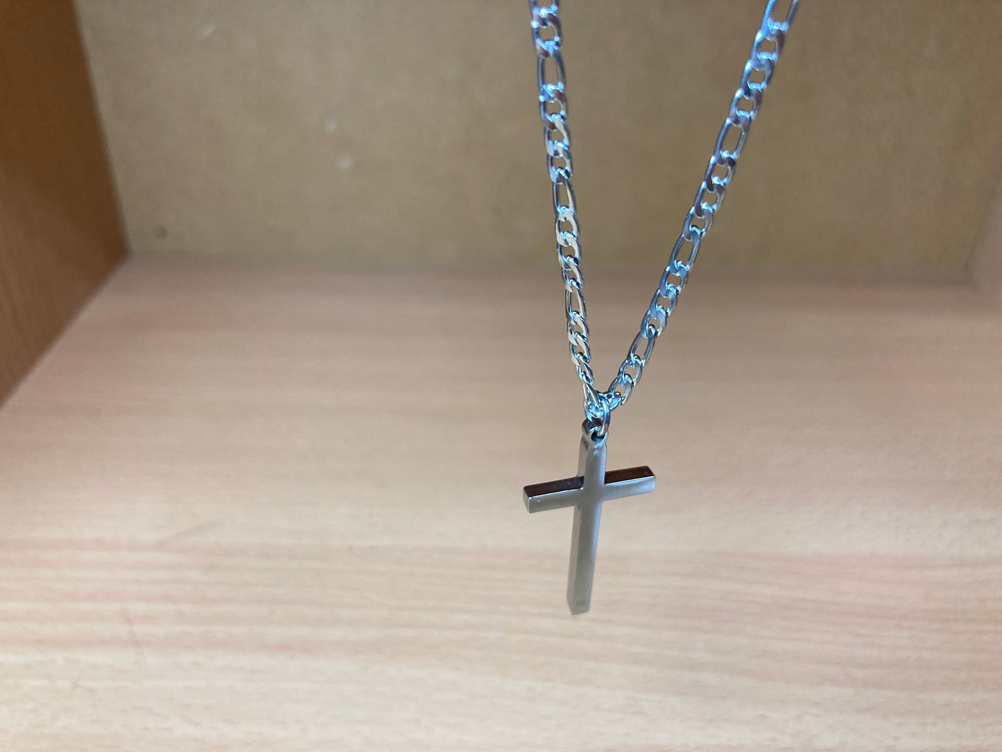 Tiny Treasures Seoul - Surgical Steel Slim Cross Figaro Chain Necklace