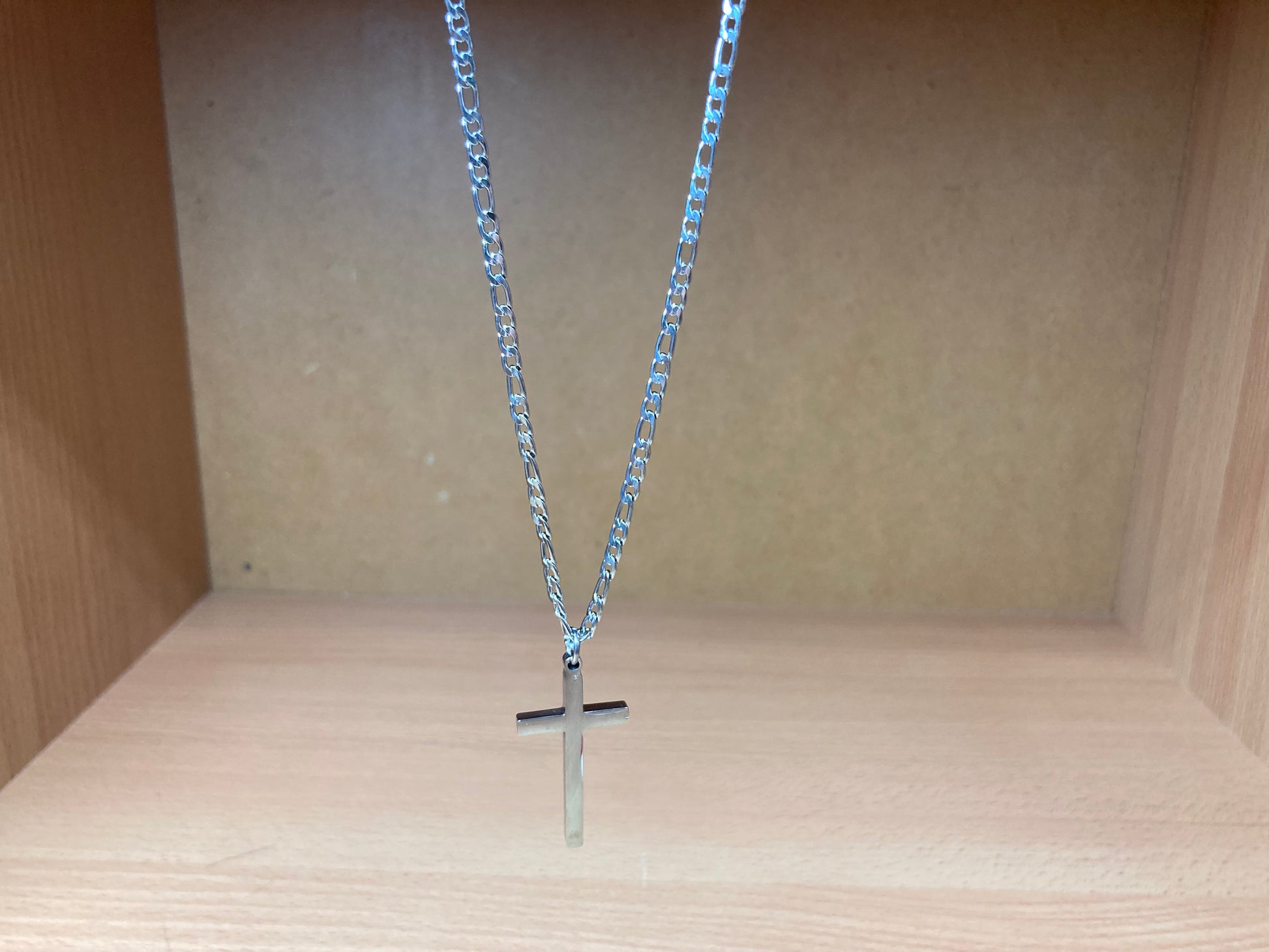 Tiny Treasures Seoul - Surgical Steel Slim Cross Figaro Chain Necklace