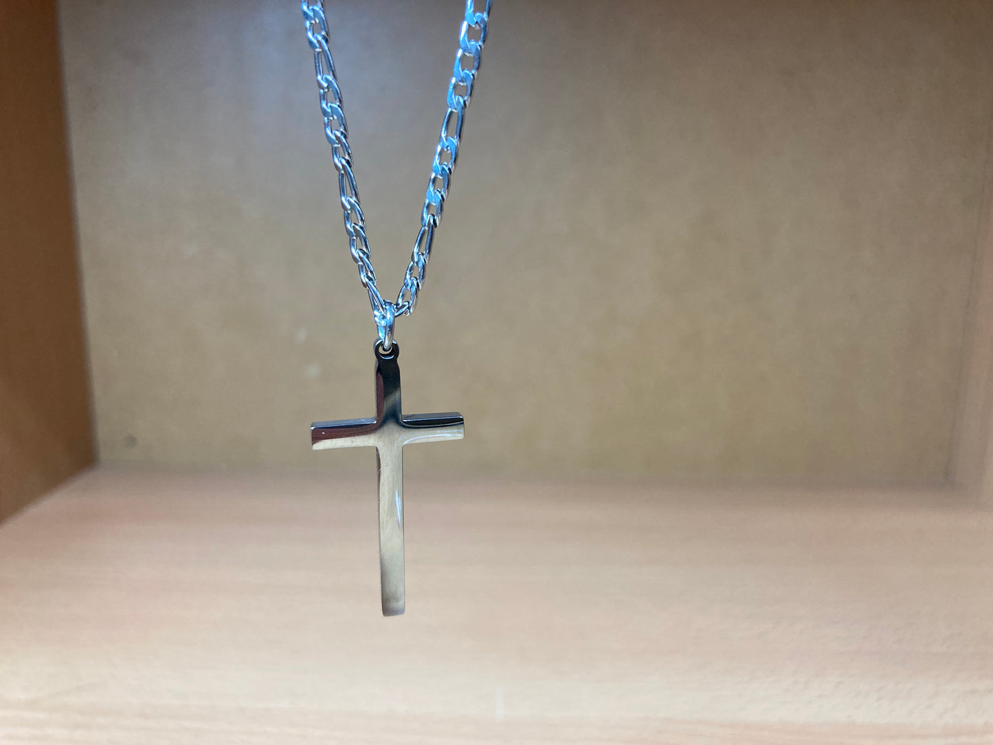 Tiny Treasures Seoul - Surgical Steel Slim Cross Figaro Chain Necklace