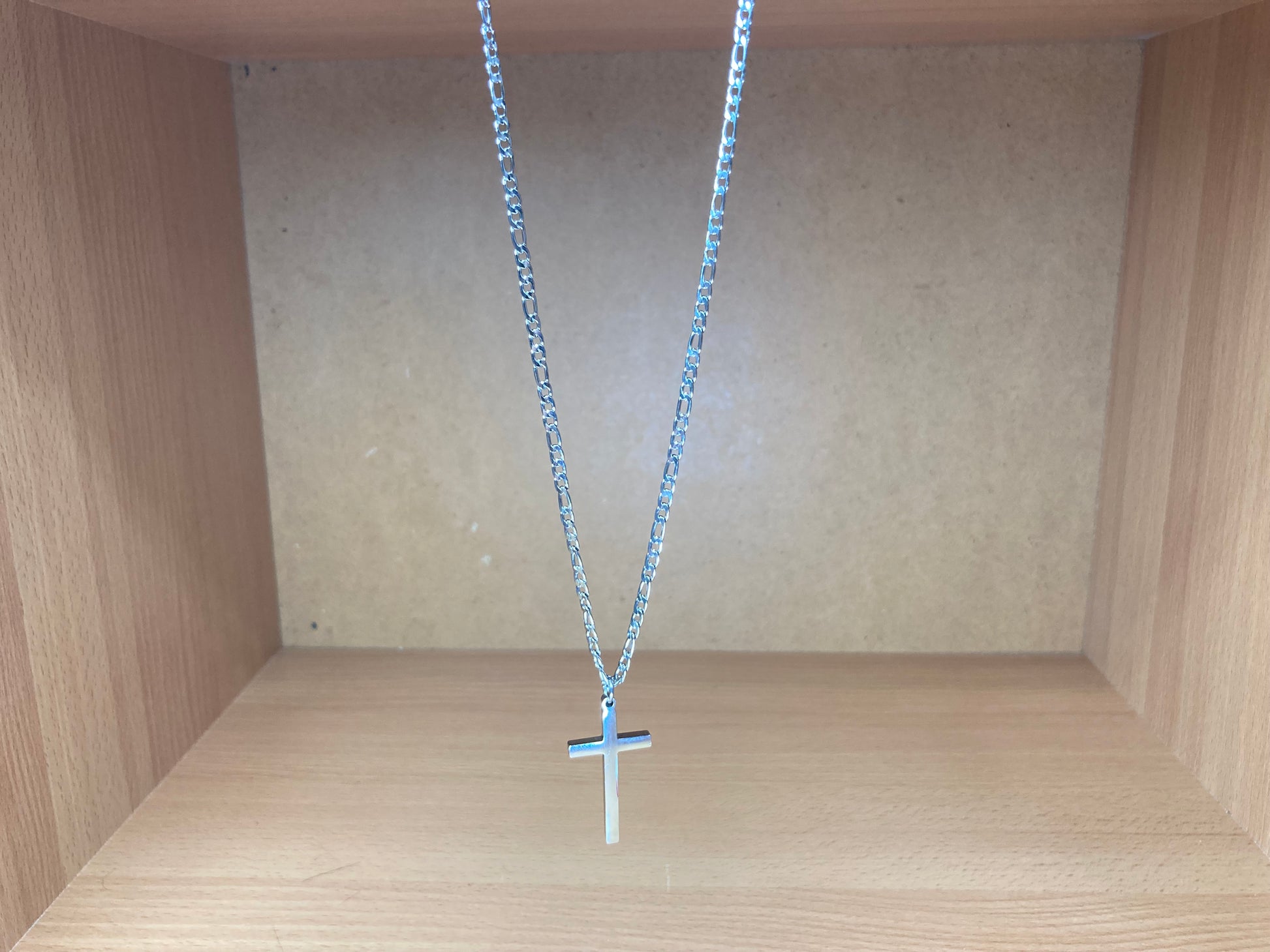 Tiny Treasures Seoul - Surgical Steel Slim Cross Figaro Chain Necklace