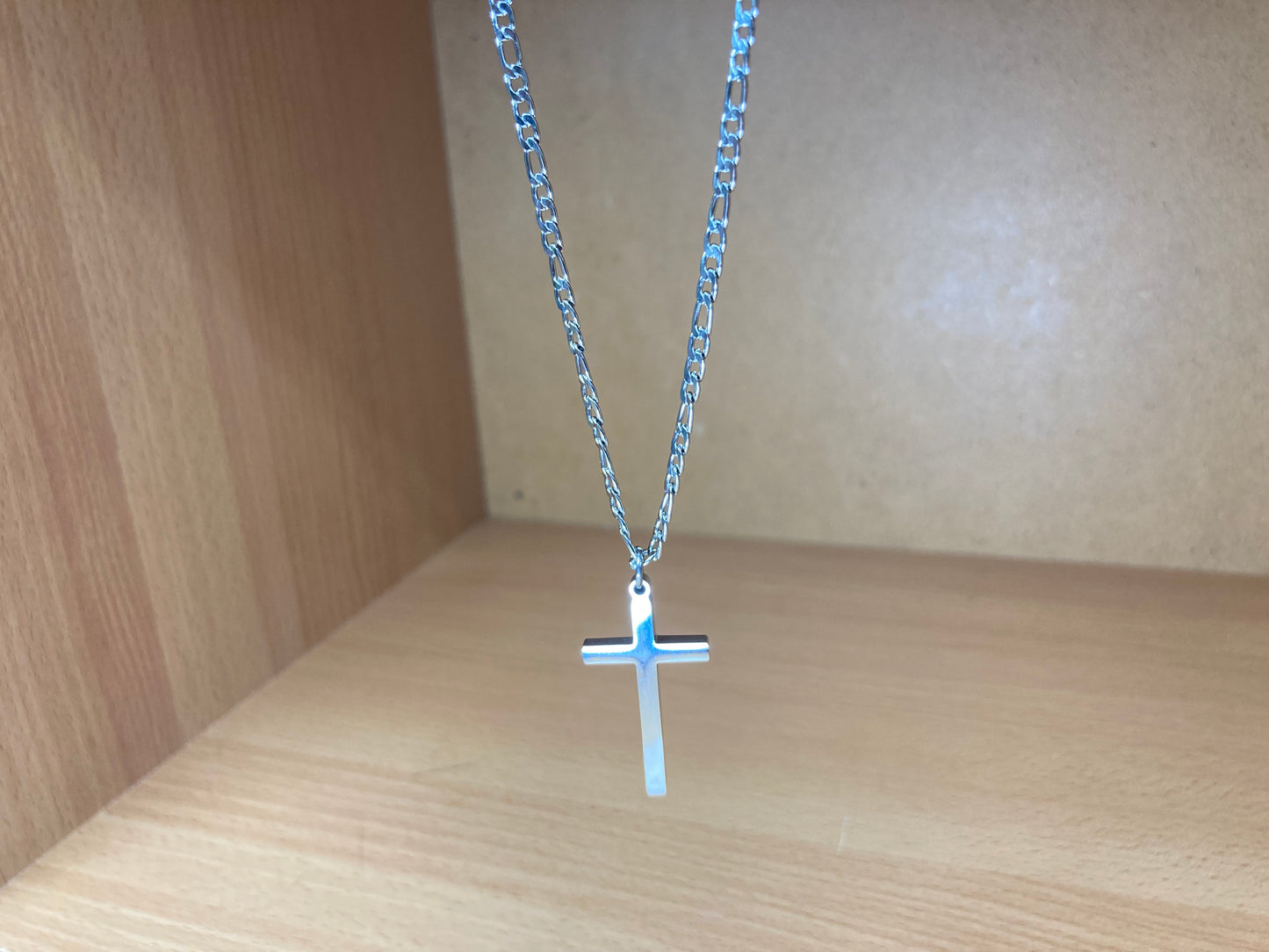 Tiny Treasures Seoul - Surgical Steel Slim Cross Figaro Chain Necklace