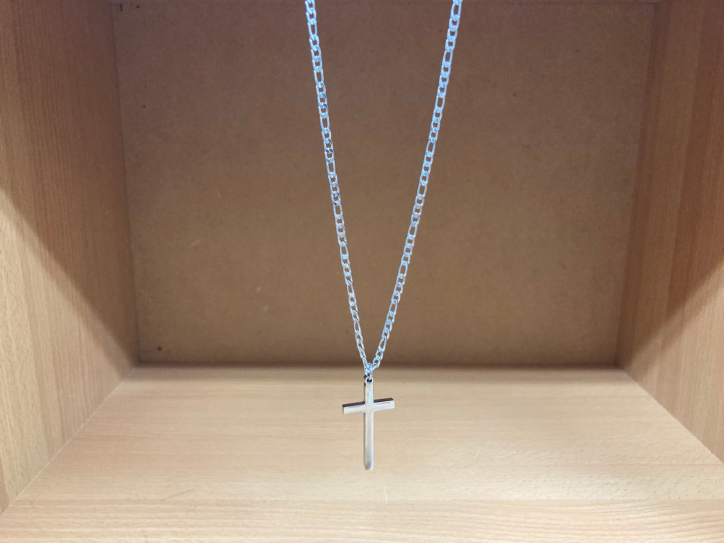 Tiny Treasures Seoul - Surgical Steel Slim Cross Figaro Chain Necklace