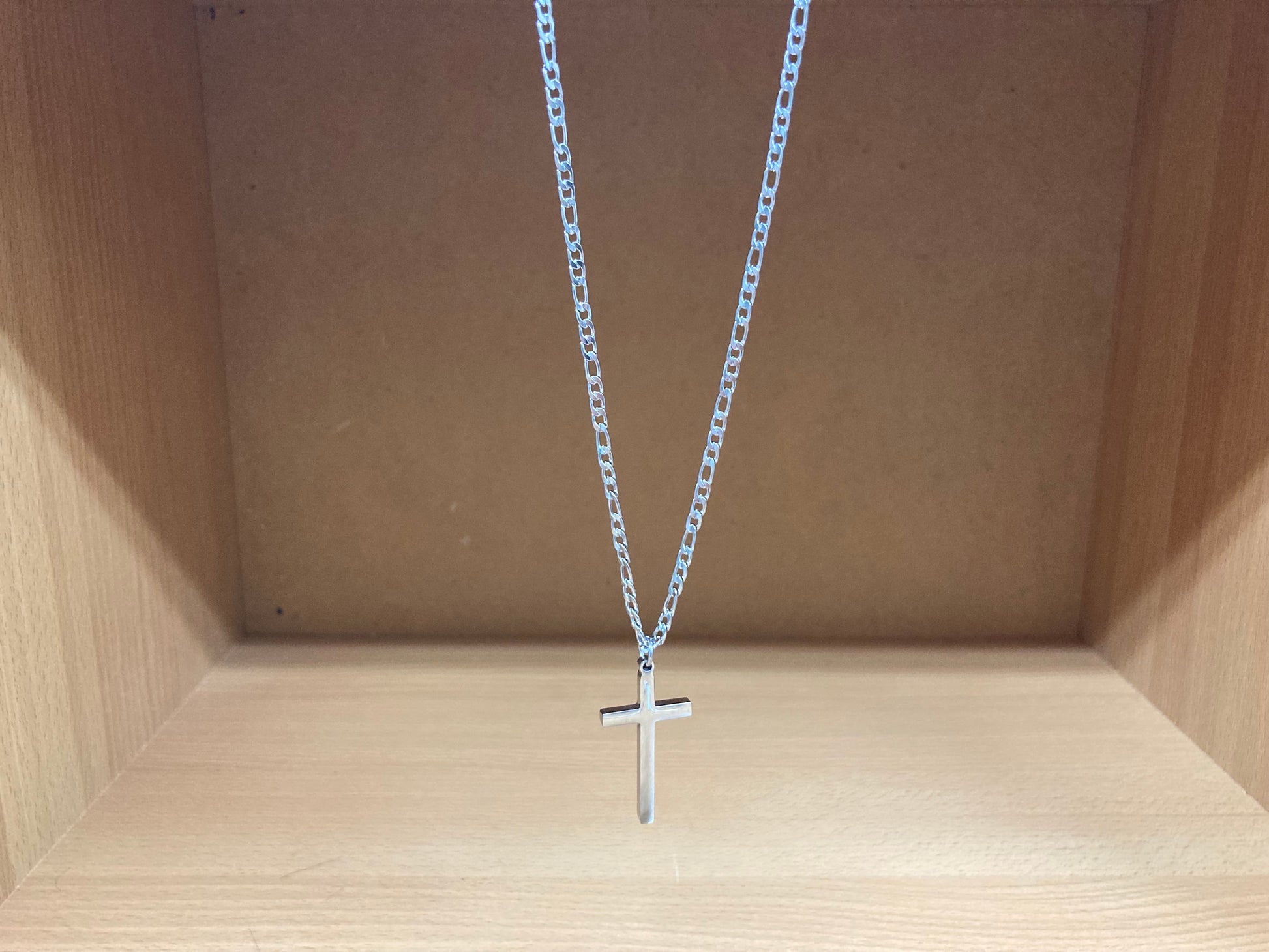 Tiny Treasures Seoul - Surgical Steel Slim Cross Figaro Chain Necklace