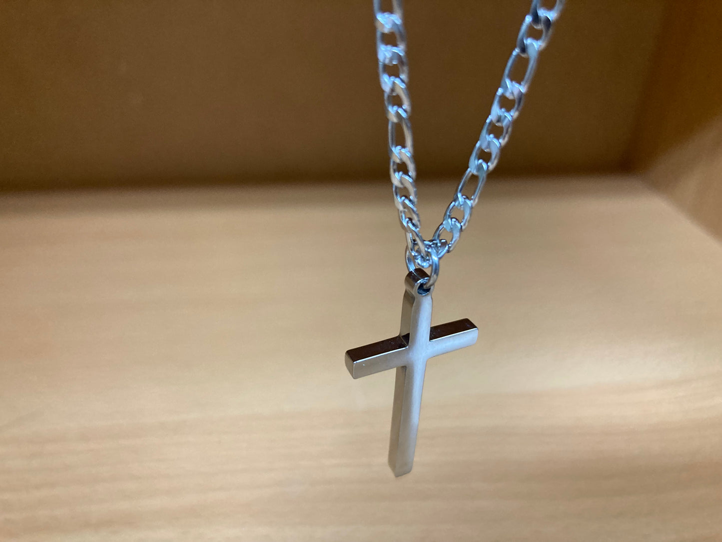 Tiny Treasures Seoul - Surgical Steel Slim Cross Figaro Chain Necklace