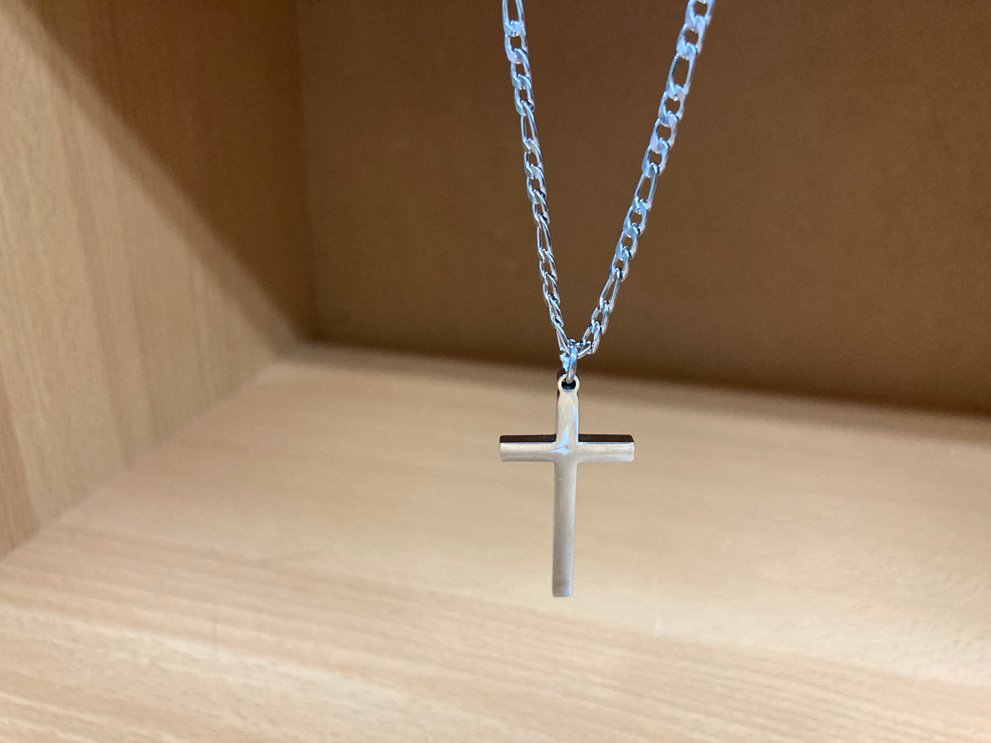 Tiny Treasures Seoul - Surgical Steel Slim Cross Figaro Chain Necklace