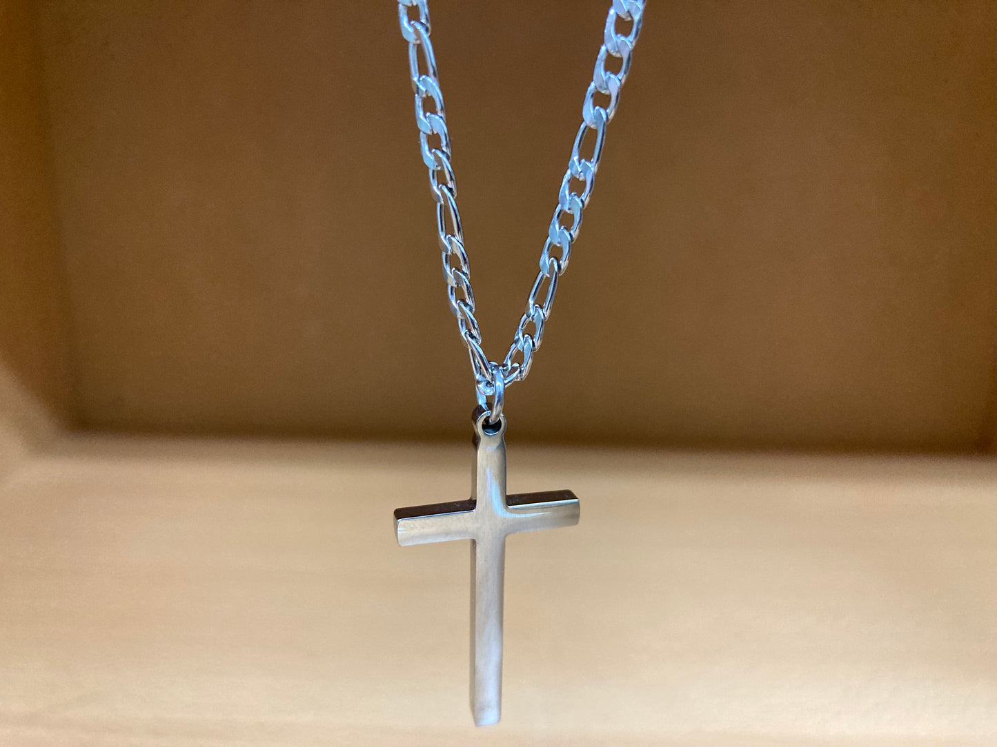 Tiny Treasures Seoul - Surgical Steel Slim Cross Figaro Chain Necklace