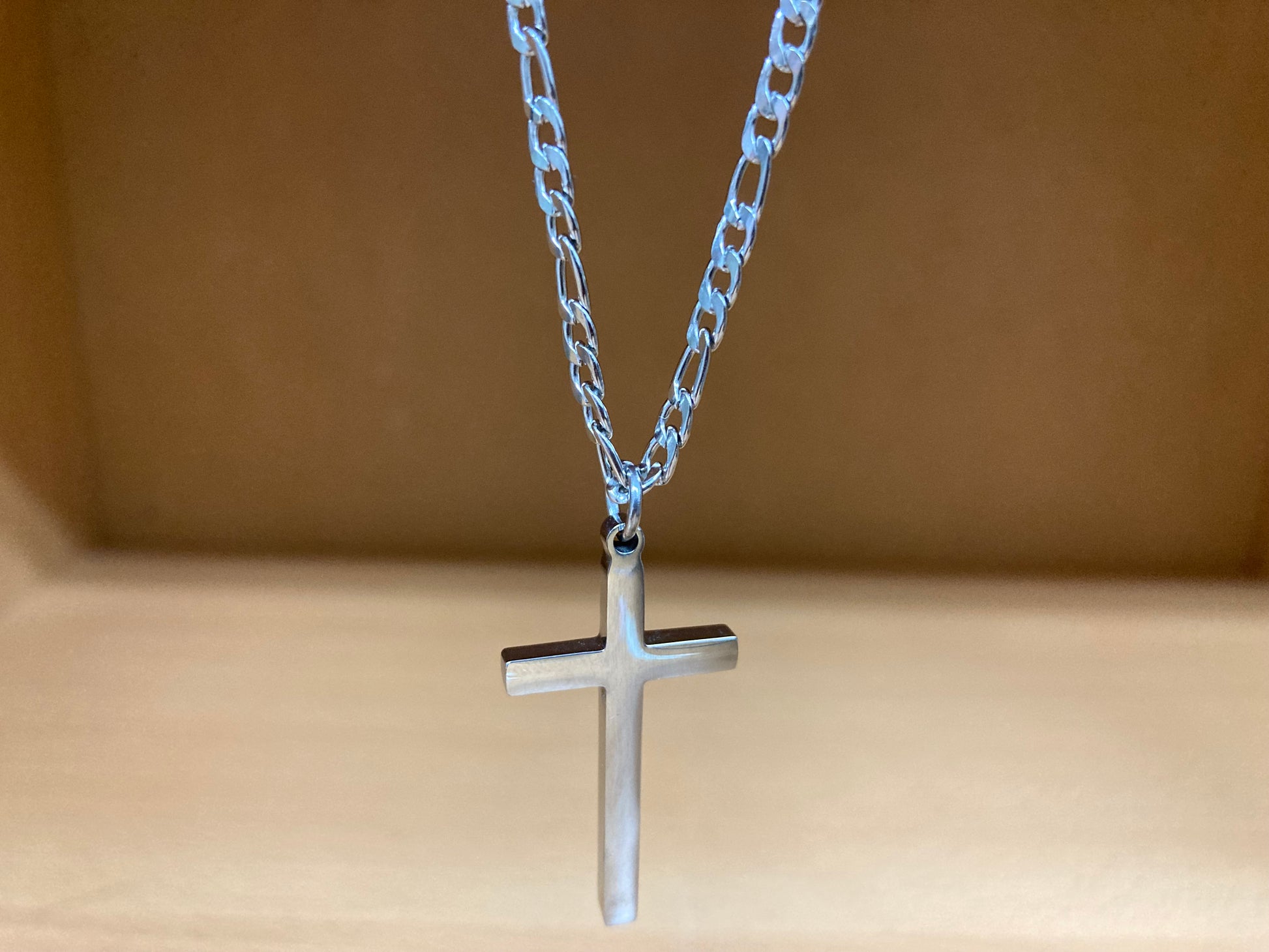 Tiny Treasures Seoul - Surgical Steel Slim Cross Figaro Chain Necklace