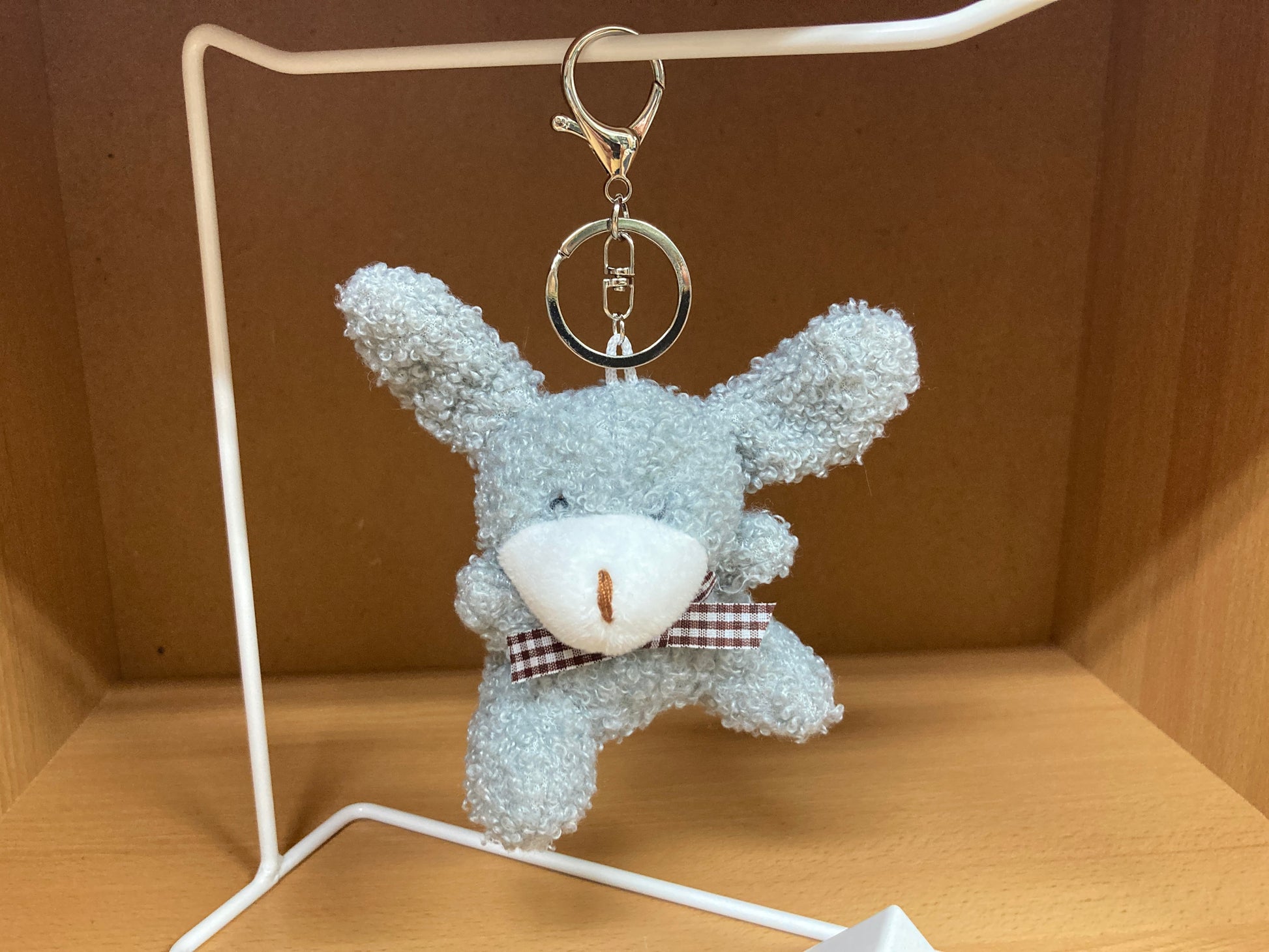 Tiny Treasures Seoul - Soft Gray Teddy Bunny Plush Bag Charm 11