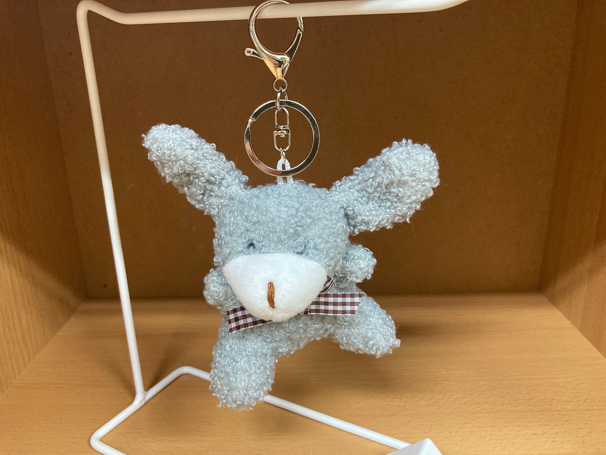 Tiny Treasures Seoul - Soft Gray Teddy Bunny Plush Bag Charm 12