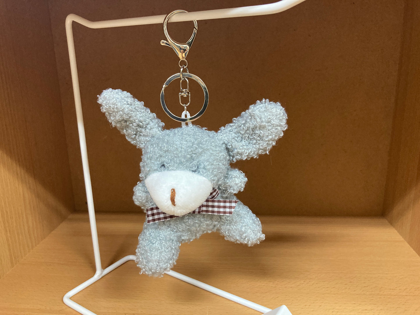 Tiny Treasures Seoul - Soft Gray Teddy Bunny Plush Bag Charm 2
