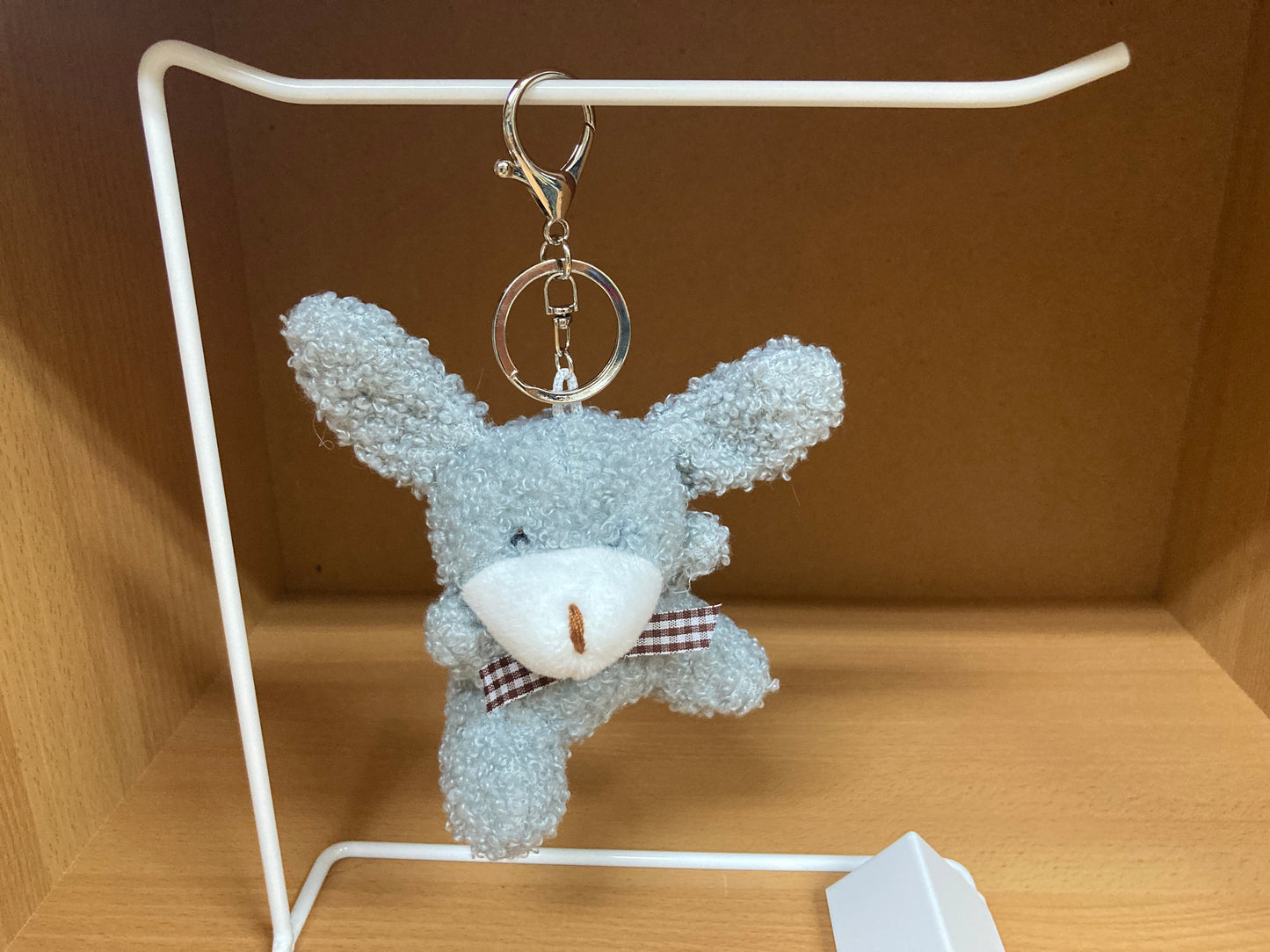 Tiny Treasures Seoul - Soft Gray Teddy Bunny Plush Bag Charm 3