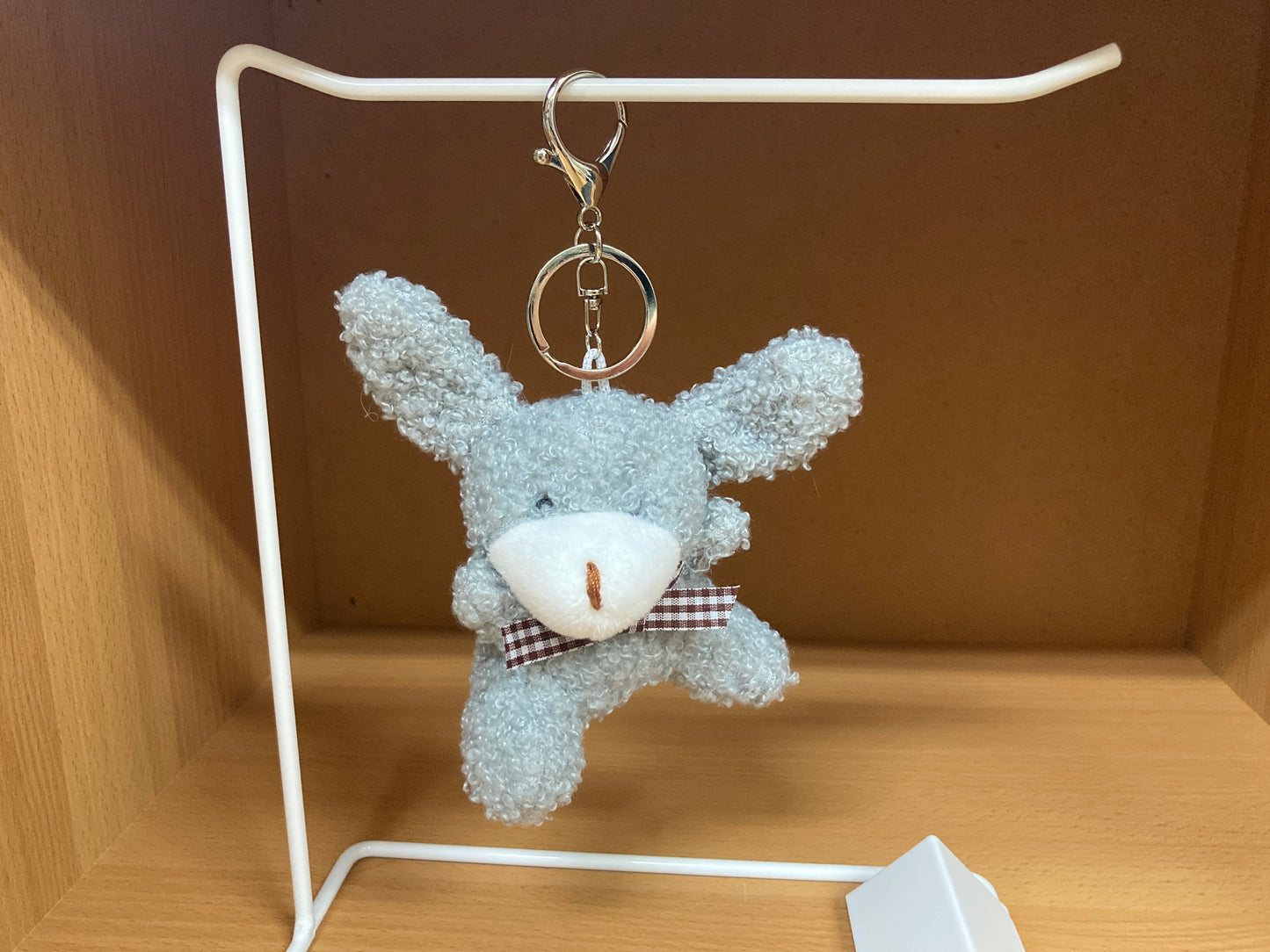 Tiny Treasures Seoul - Soft Gray Teddy Bunny Plush Bag Charm 4