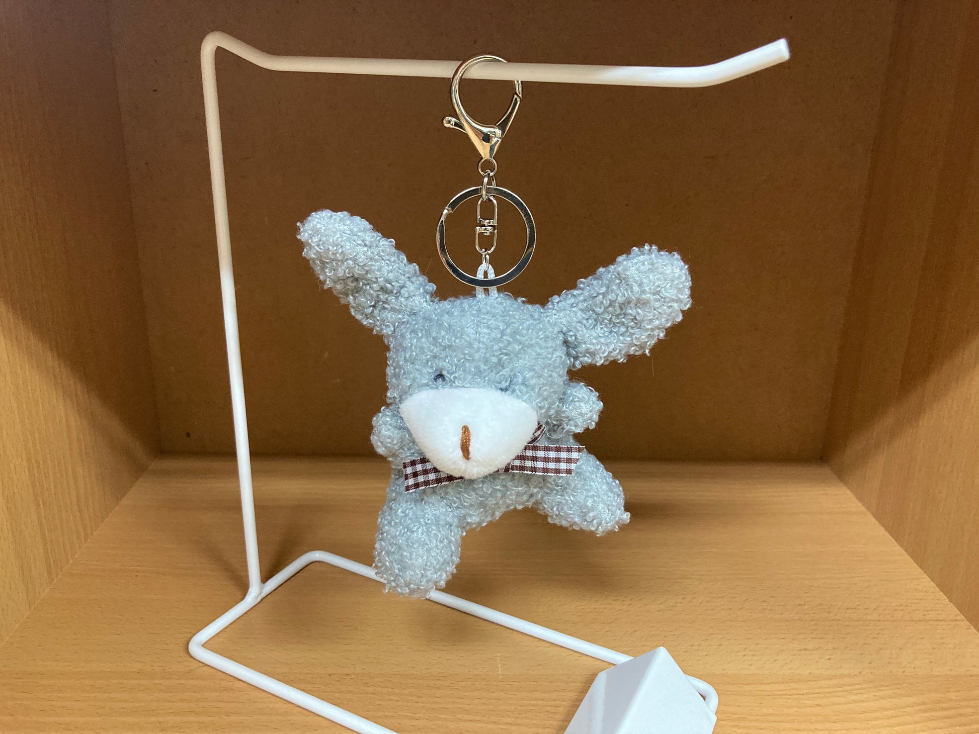 Tiny Treasures Seoul - Soft Gray Teddy Bunny Plush Bag Charm 9