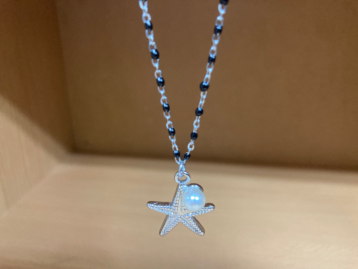 Tiny Treasures Seoul - Starfish Pendant Pearl Dense Beaded Chain Necklace