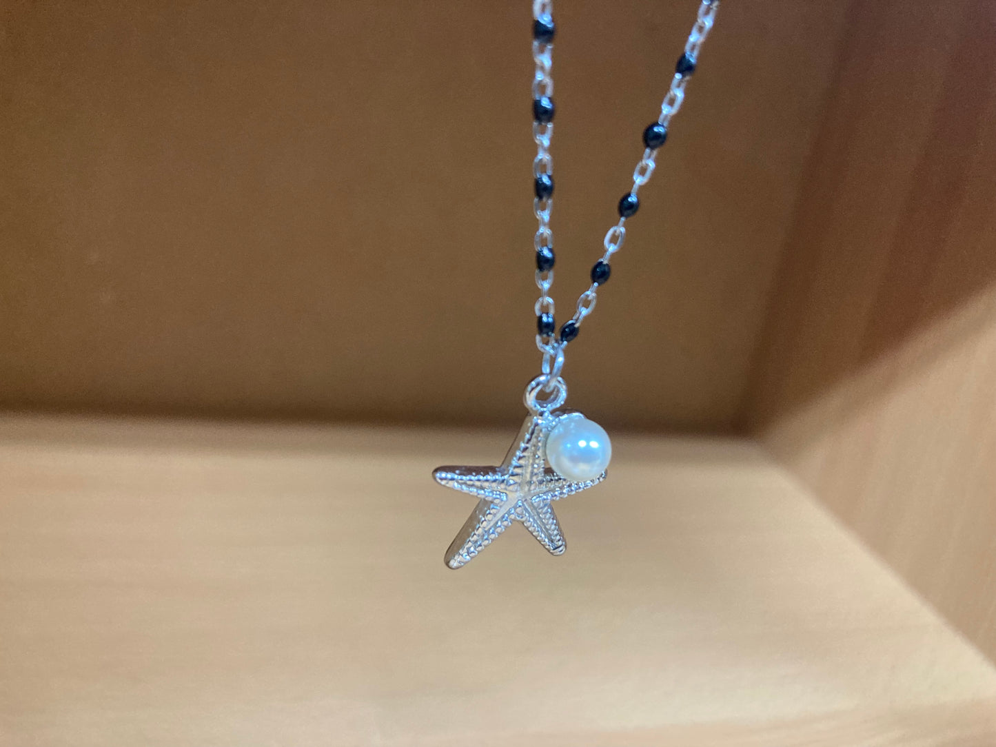 Tiny Treasures Seoul - Starfish Pendant Pearl Dense Beaded Chain Necklace