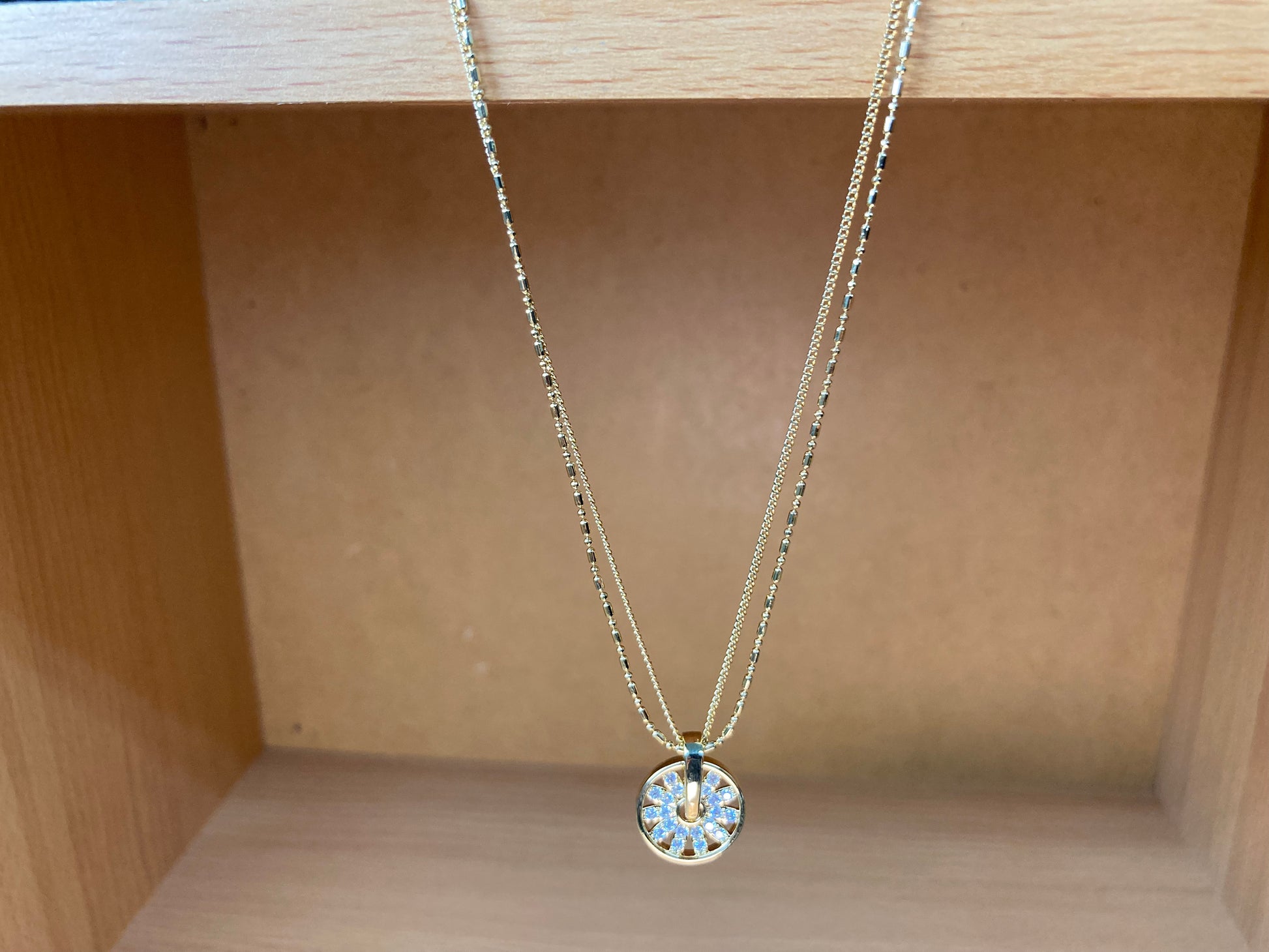 Tiny Treasures Seoul - Sunburst Double Chain Pendant Necklace (Gold)