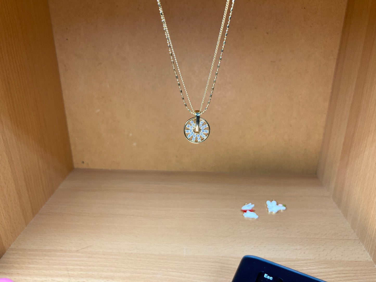 Tiny Treasures Seoul - Sunburst Double Chain Pendant Necklace (Gold) Front View