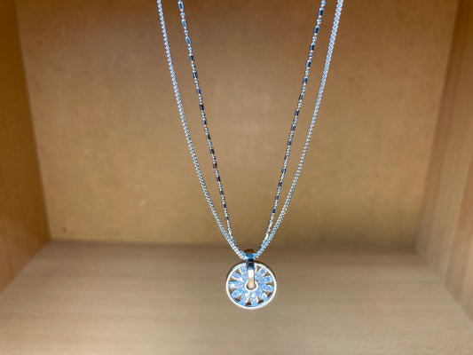 Tiny Treasures Seoul - Sunburst Double Chain Pendant Necklace (Silver)