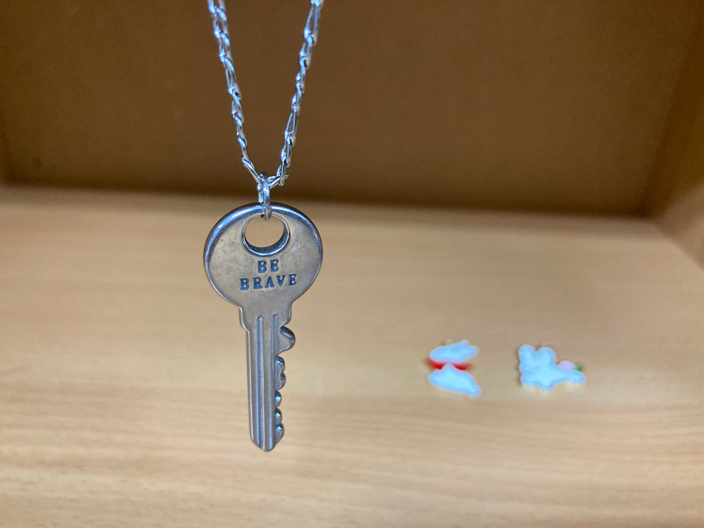Tiny Treasures Seoul - Surgical Steel Brave Key Pendant Figaro Chain Necklace