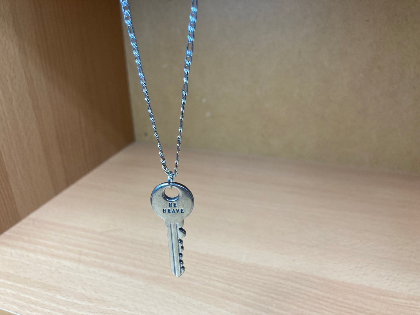 Tiny Treasures Seoul - Surgical Steel Brave Key Pendant Figaro Chain Necklace
