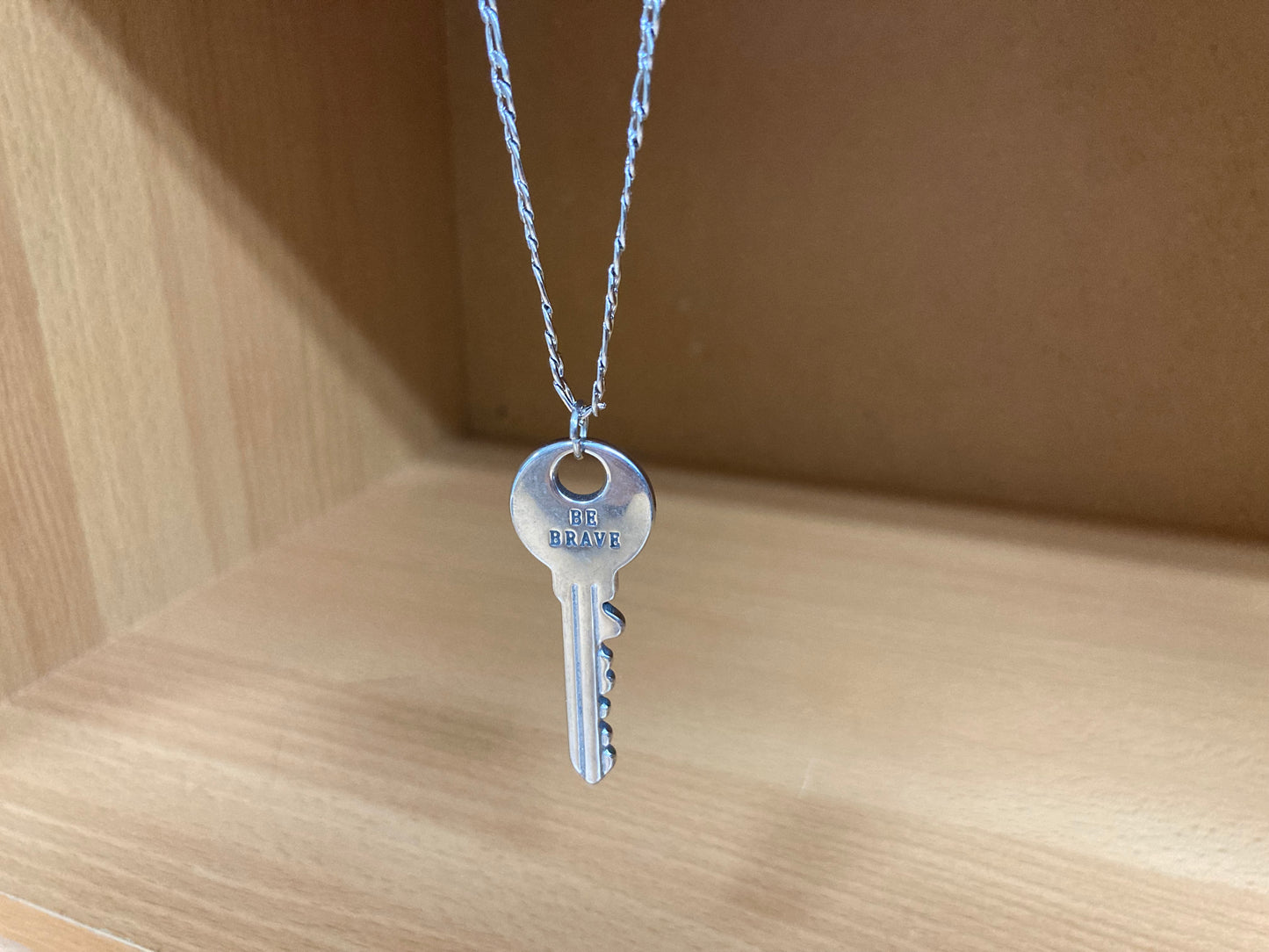 Tiny Treasures Seoul - Surgical Steel Brave Key Pendant Figaro Chain Necklace