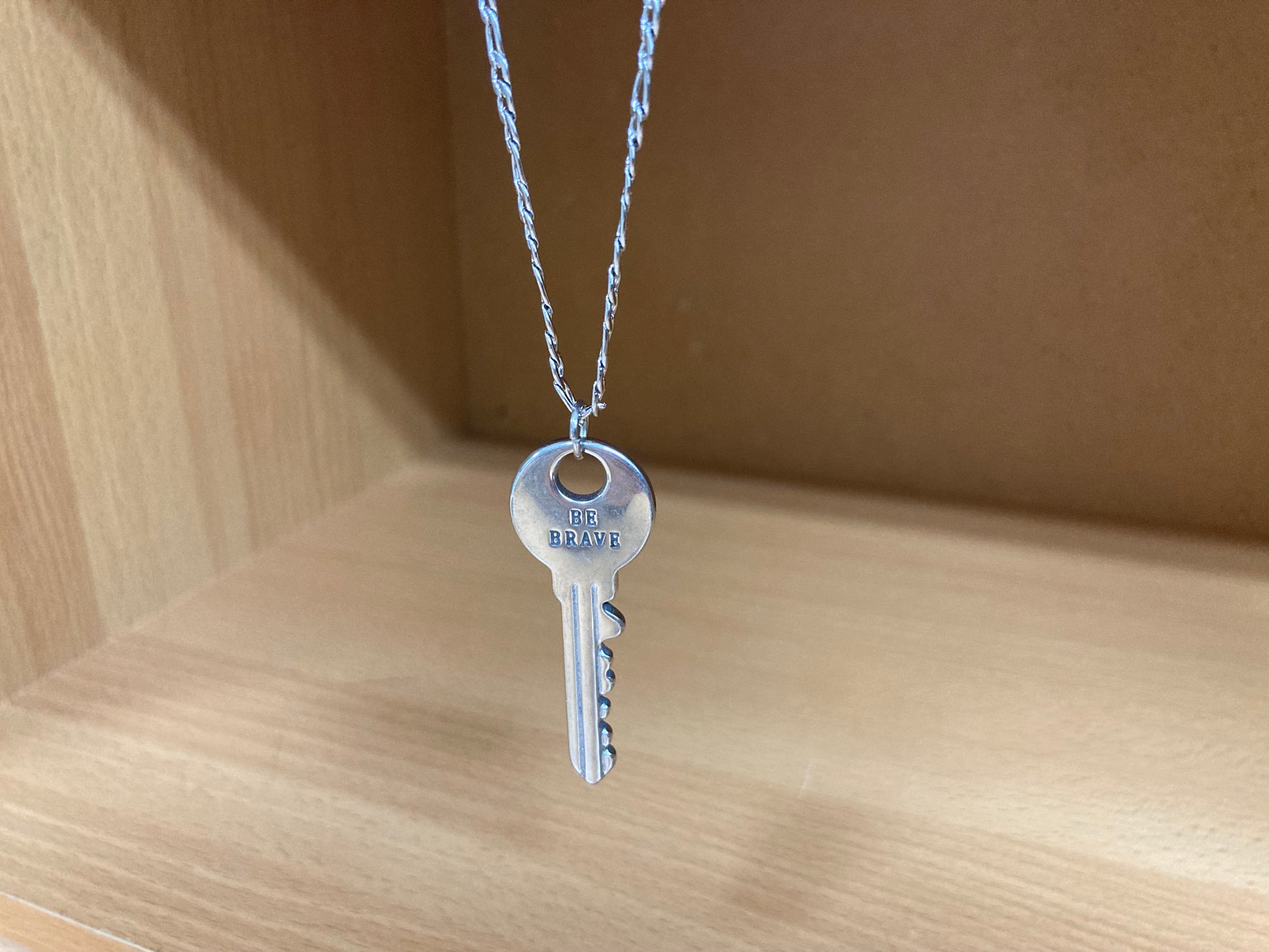 Tiny Treasures Seoul - Surgical Steel Brave Key Pendant Figaro Chain Necklace
