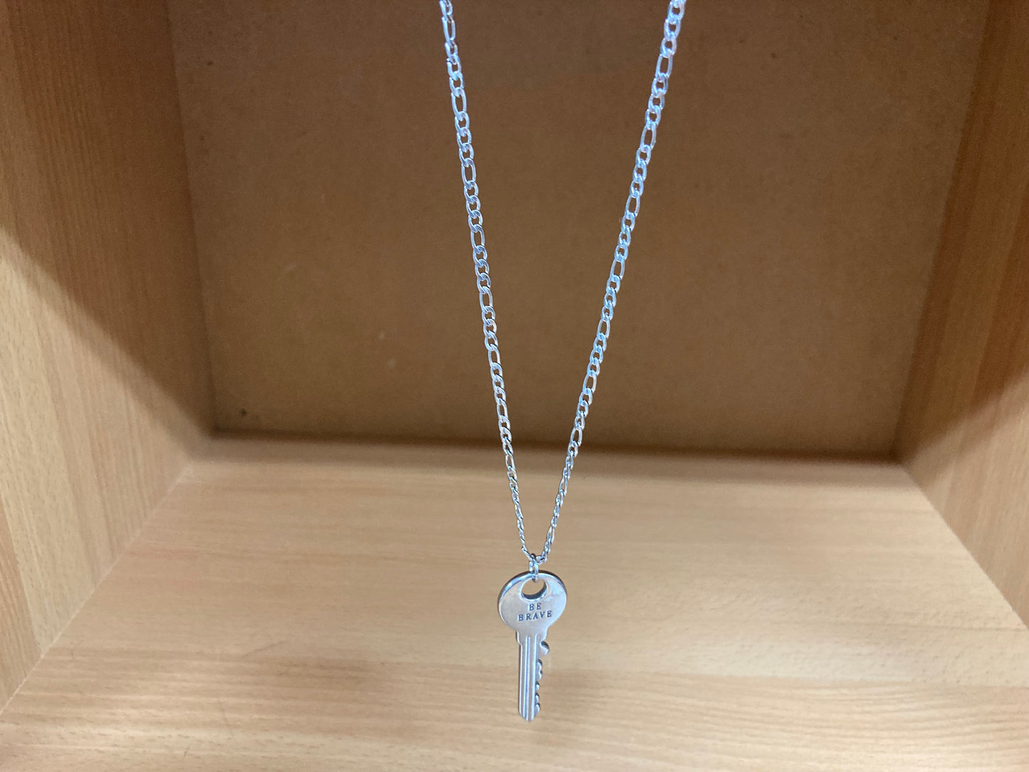 Tiny Treasures Seoul - Surgical Steel Brave Key Pendant Figaro Chain Necklace