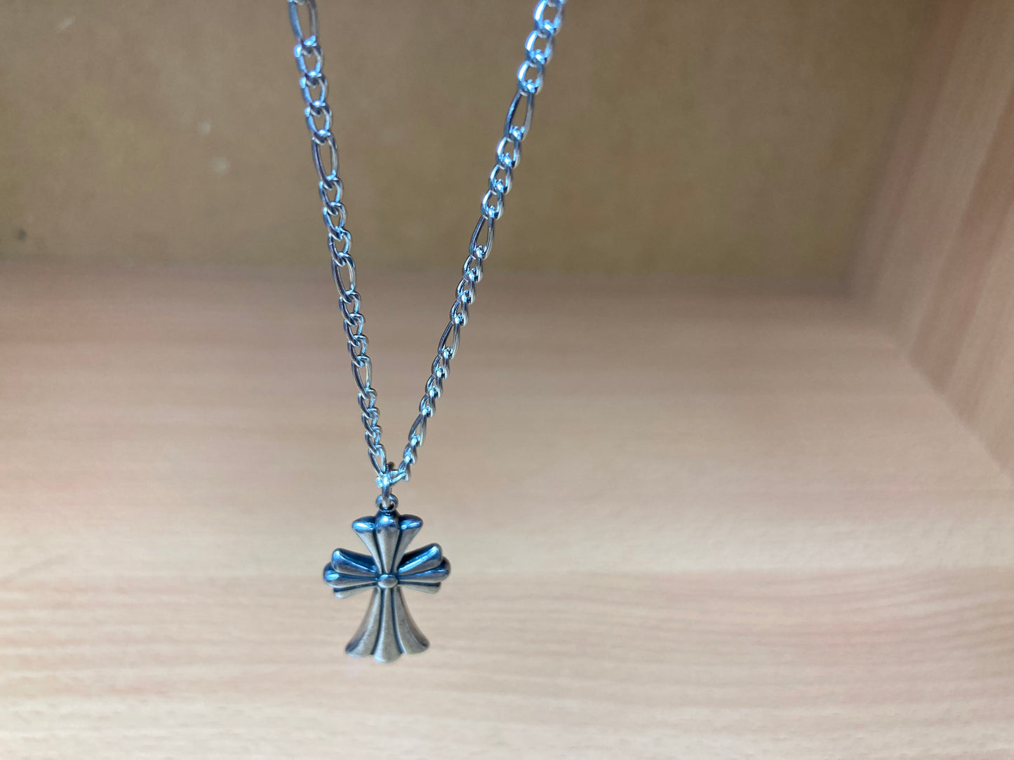 Tiny Treasures Seoul - Surgical Steel Gothic Cross Figaro Chain Necklace