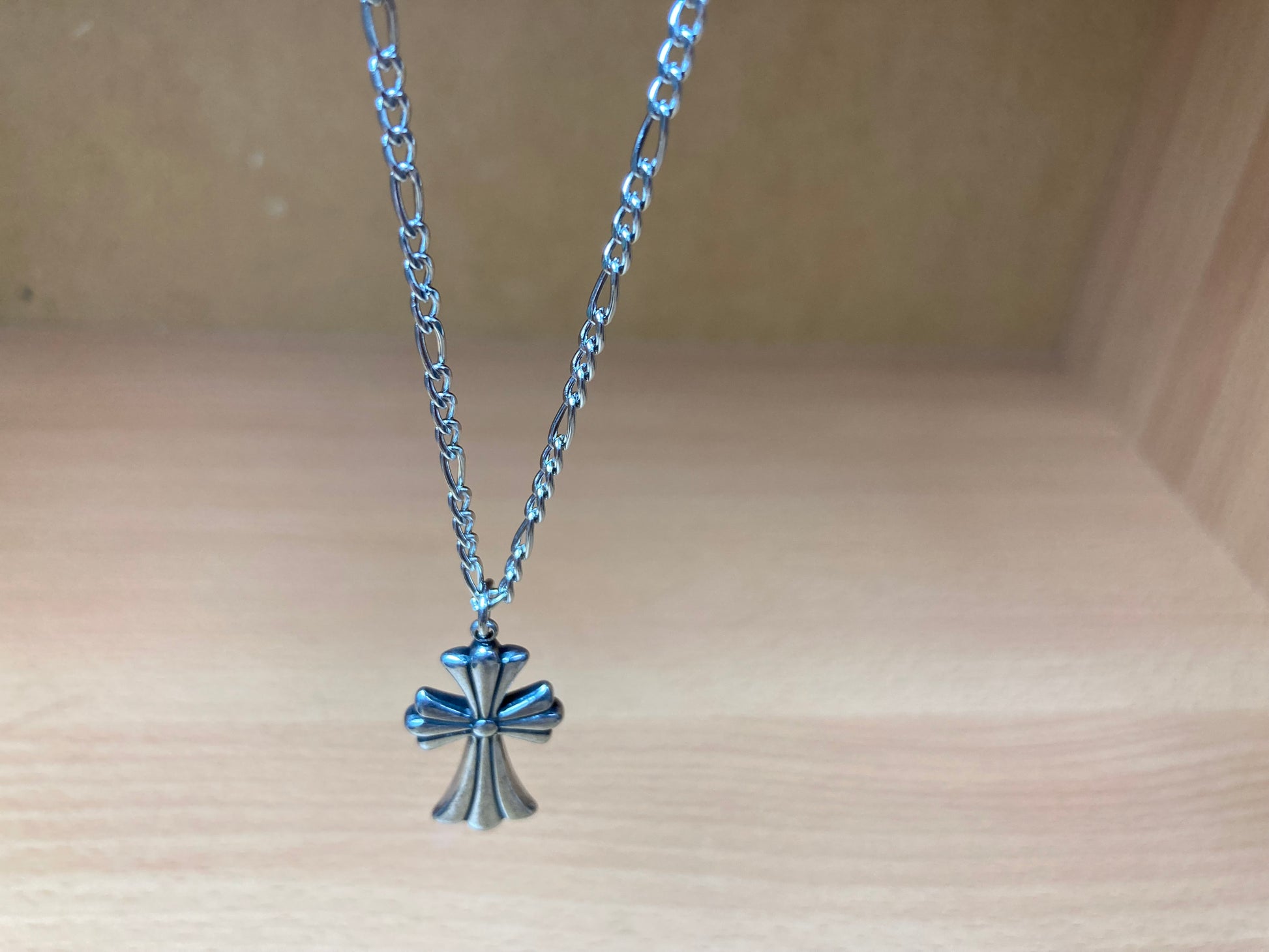Tiny Treasures Seoul - Surgical Steel Gothic Cross Figaro Chain Necklace