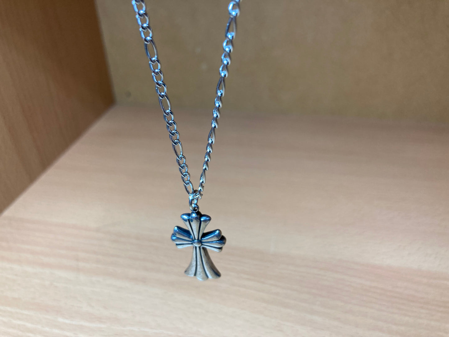 Tiny Treasures Seoul - Surgical Steel Gothic Cross Figaro Chain Necklace