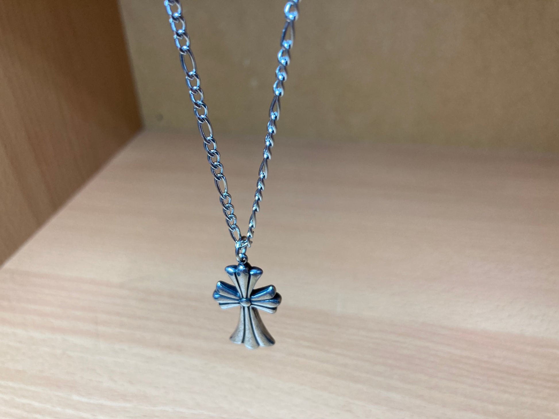 Tiny Treasures Seoul - Surgical Steel Gothic Cross Figaro Chain Necklace