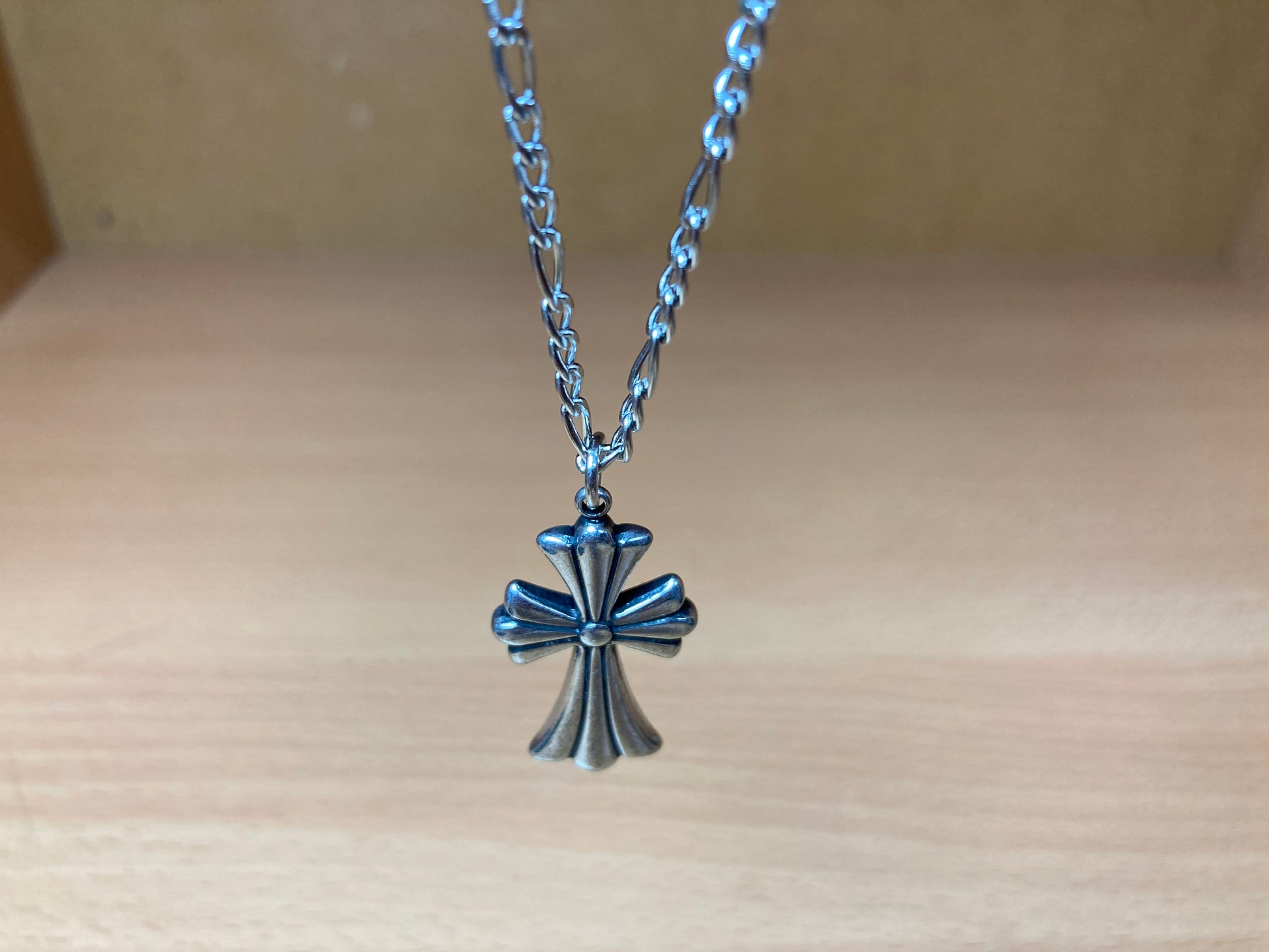 Tiny Treasures Seoul - Surgical Steel Gothic Cross Figaro Chain Necklace