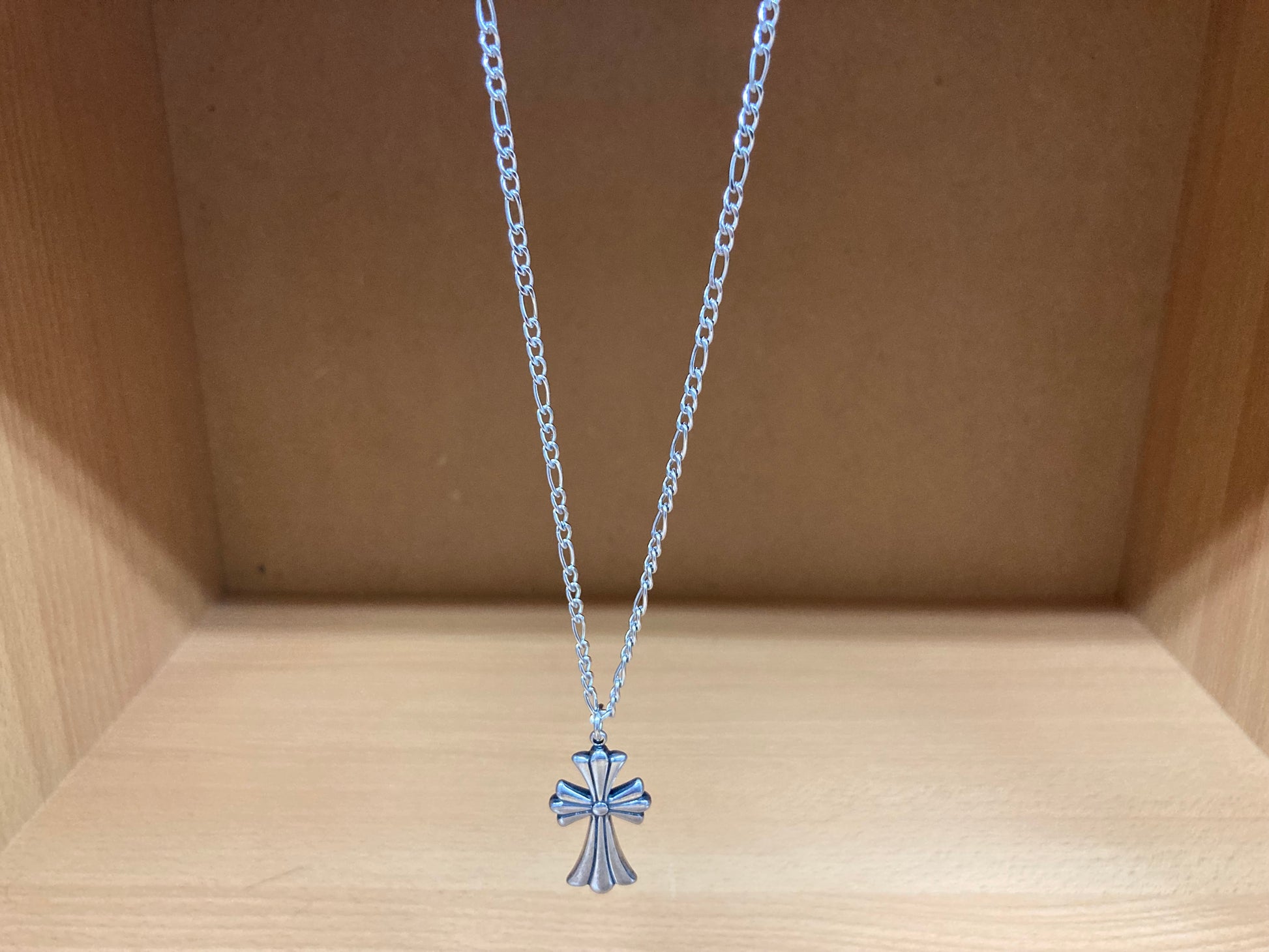 Tiny Treasures Seoul - Surgical Steel Gothic Cross Figaro Chain Necklace